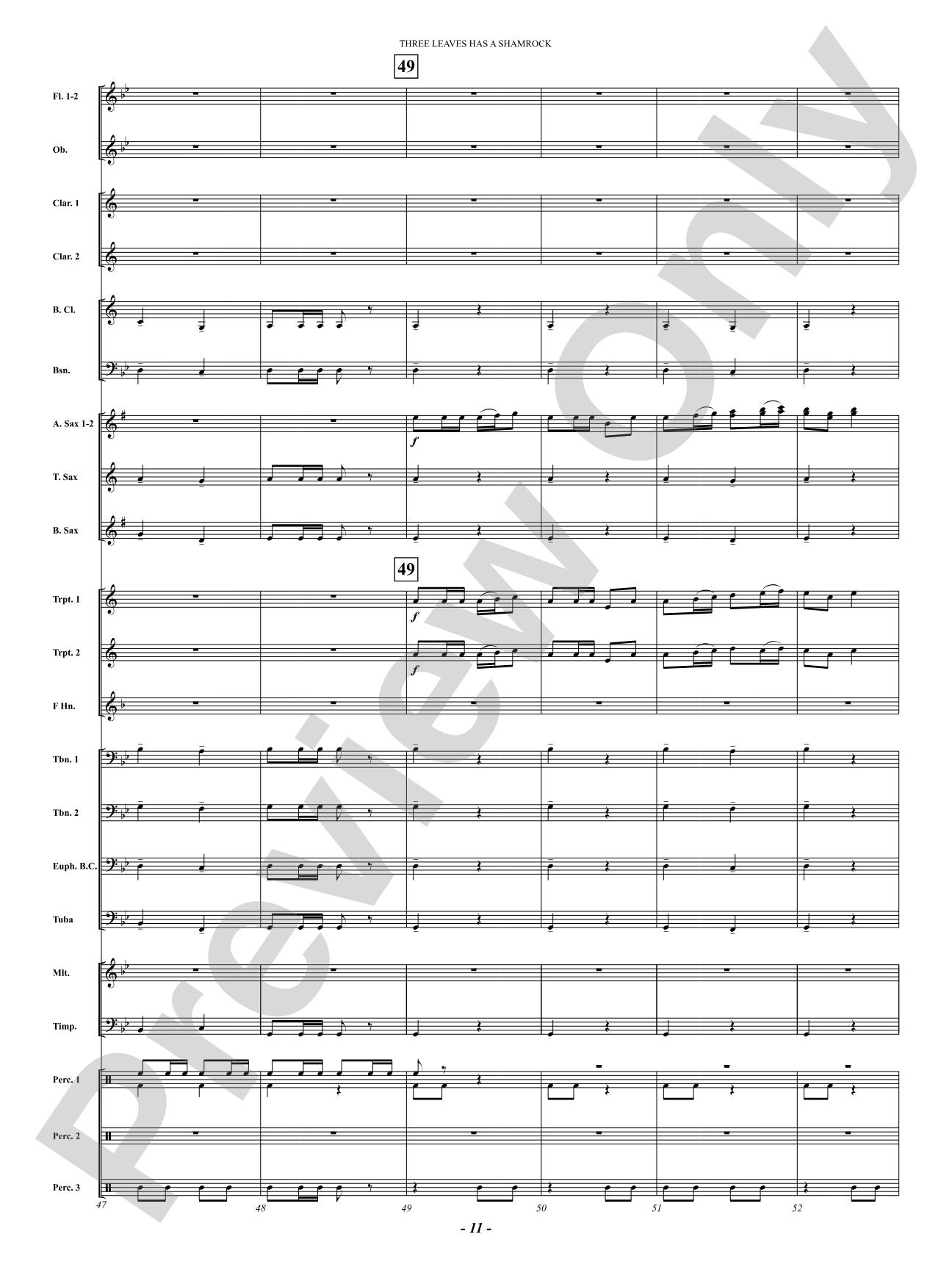 Three Leaves Has A Shamrock: Concert Band Conductor Score & Parts