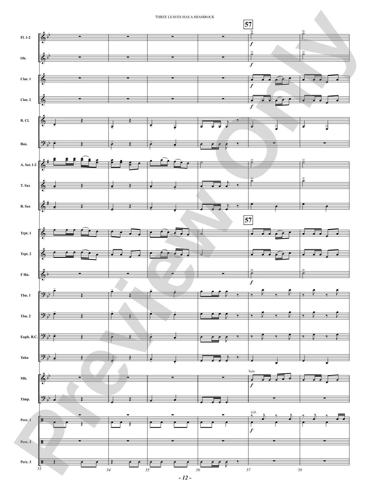Three Leaves Has A Shamrock: Concert Band Conductor Score & Parts