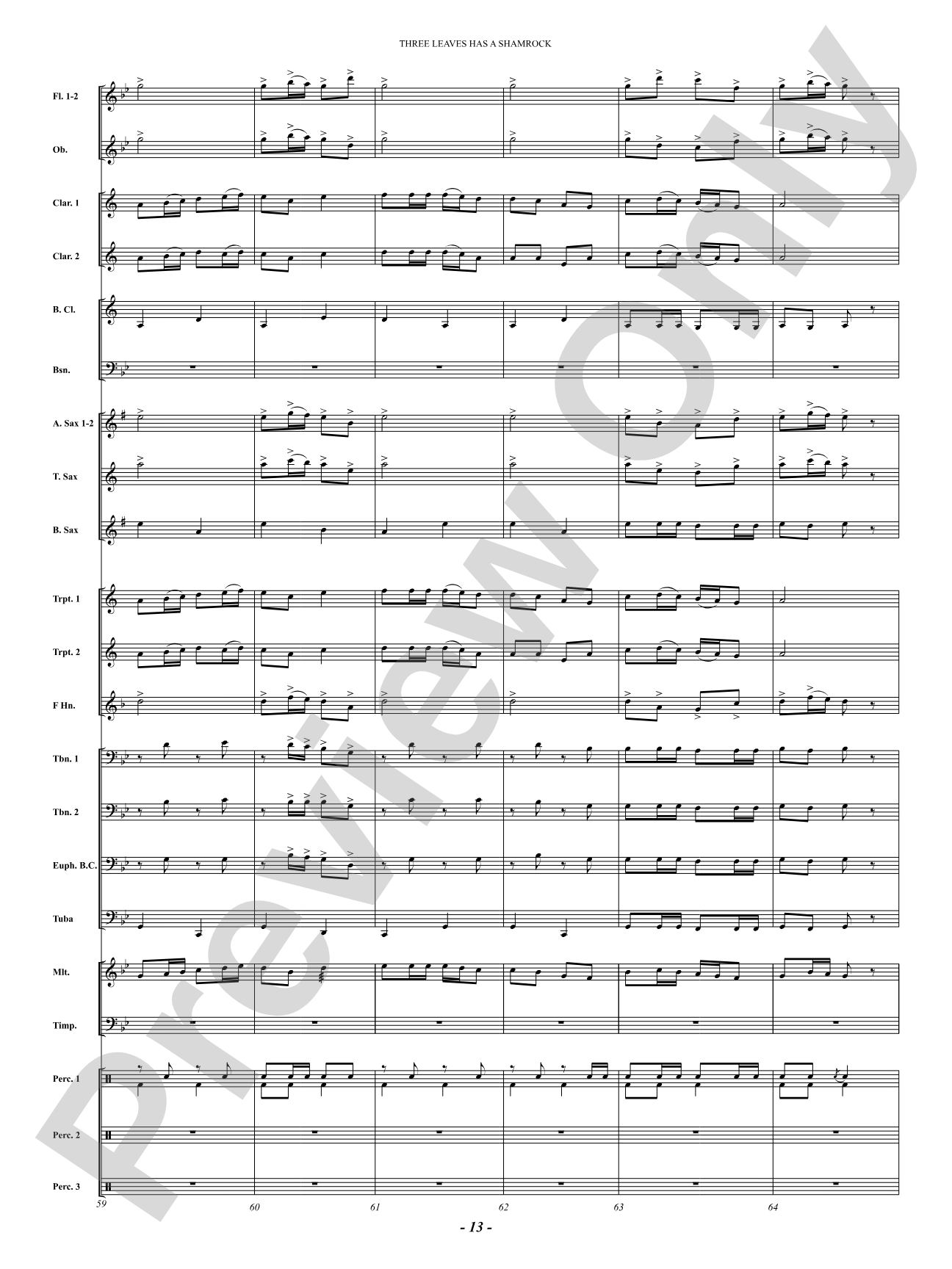 Three Leaves Has A Shamrock: Concert Band Conductor Score & Parts