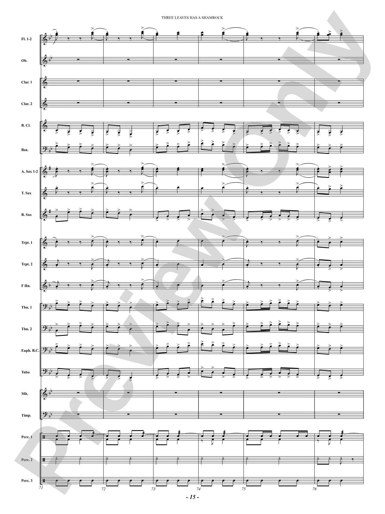 Three Leaves Has A Shamrock: Concert Band Conductor Score & Parts