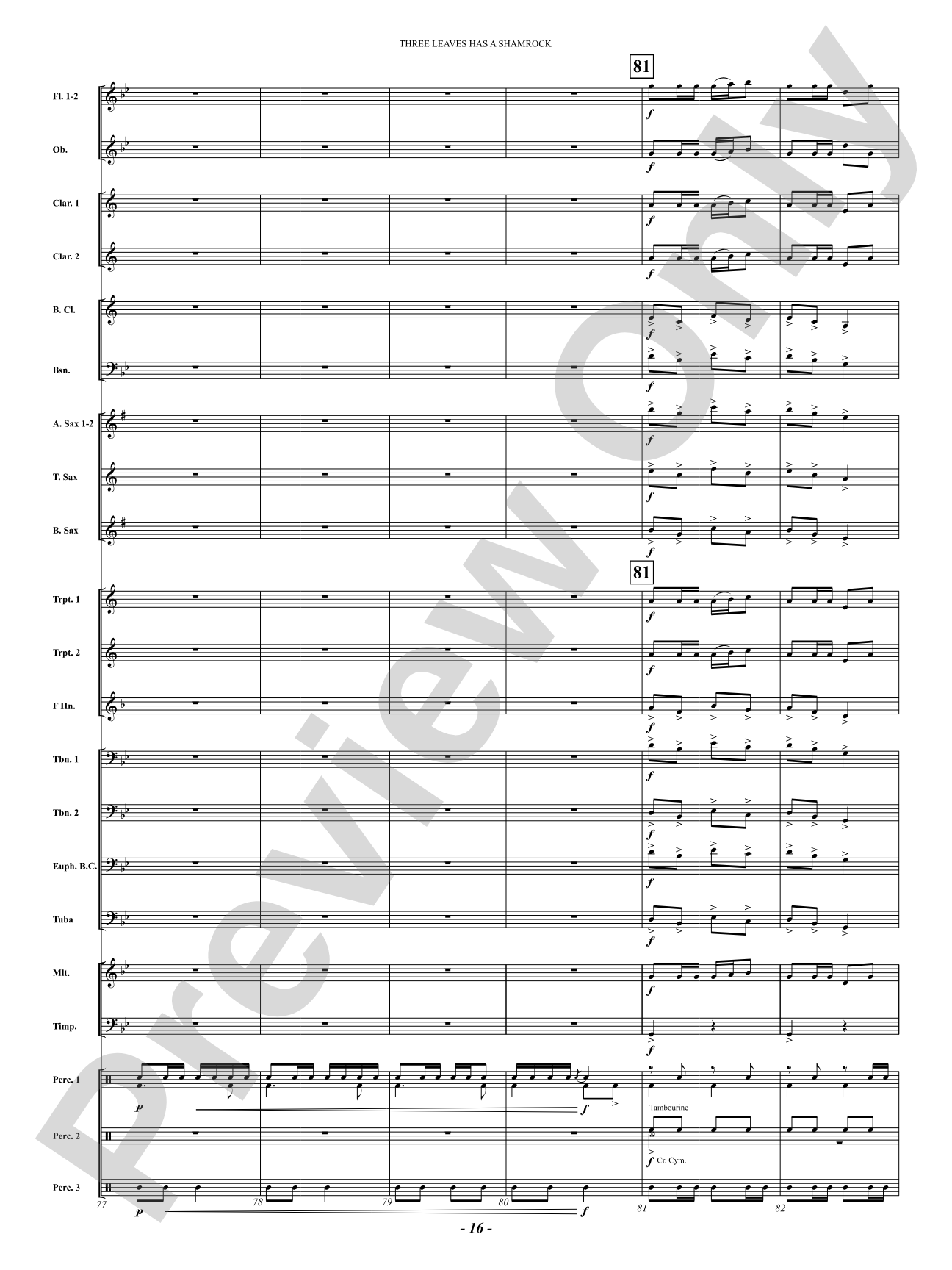Three Leaves Has A Shamrock: Concert Band Conductor Score & Parts