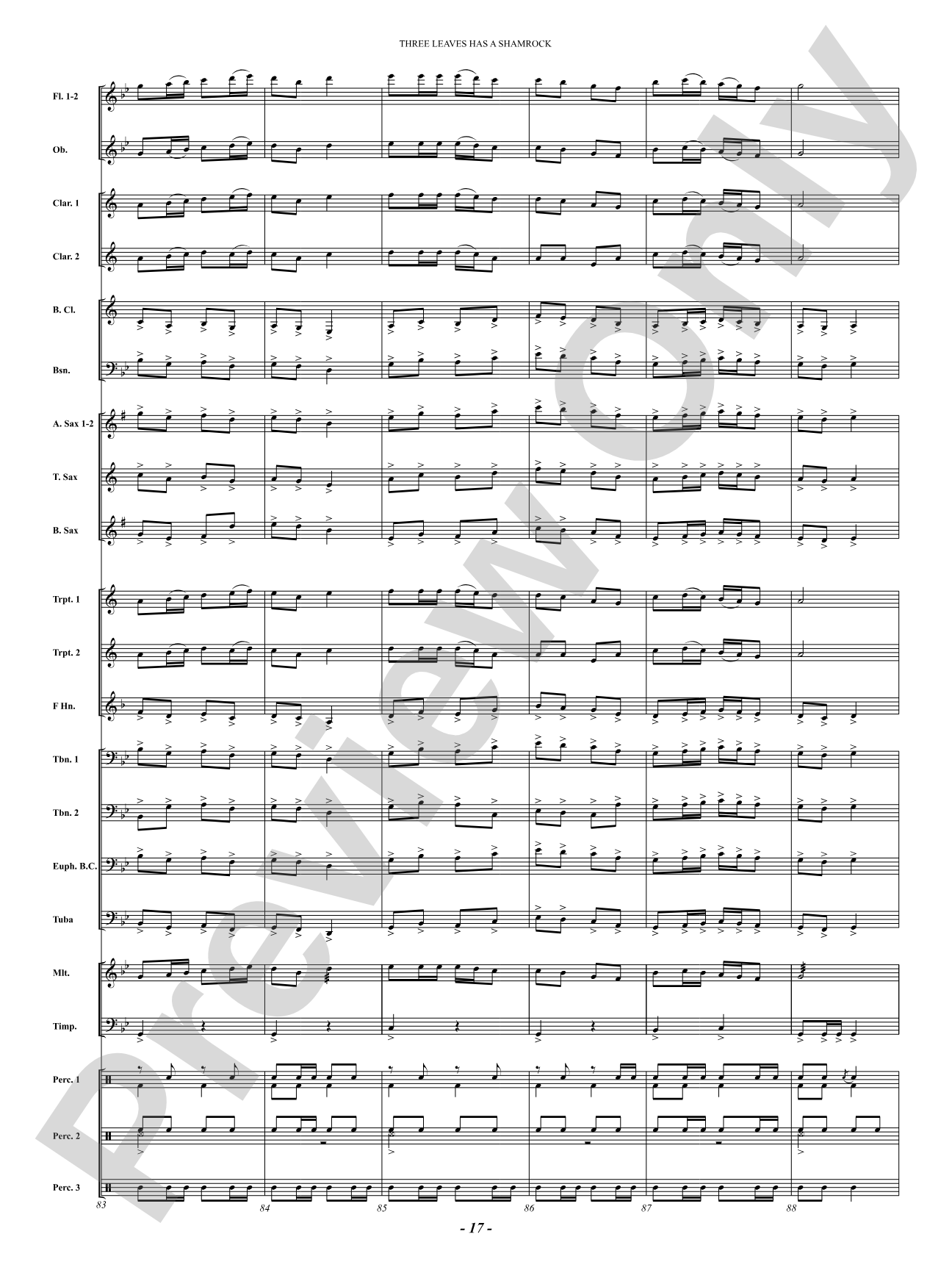 Three Leaves Has A Shamrock: Concert Band Conductor Score & Parts