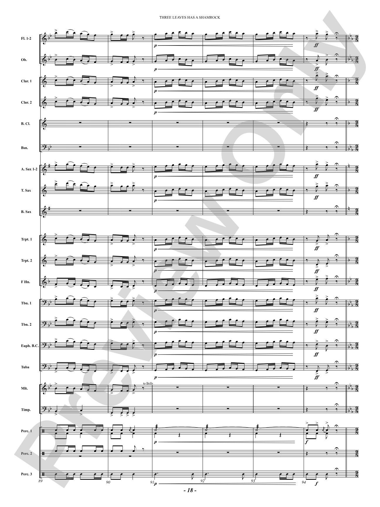 Three Leaves Has A Shamrock: Concert Band Conductor Score & Parts