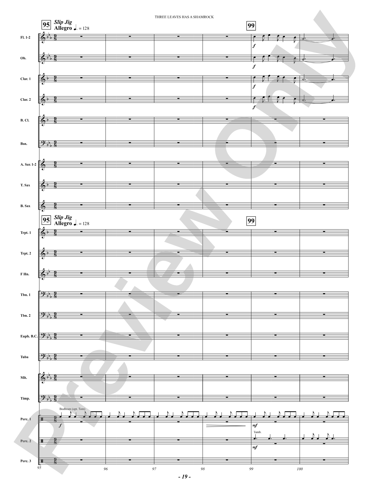 Three Leaves Has A Shamrock: Concert Band Conductor Score & Parts