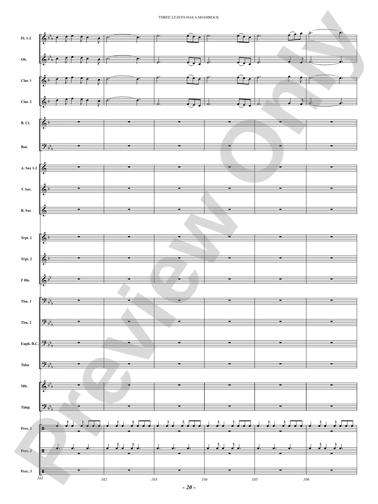 Three Leaves Has A Shamrock: Concert Band Conductor Score & Parts