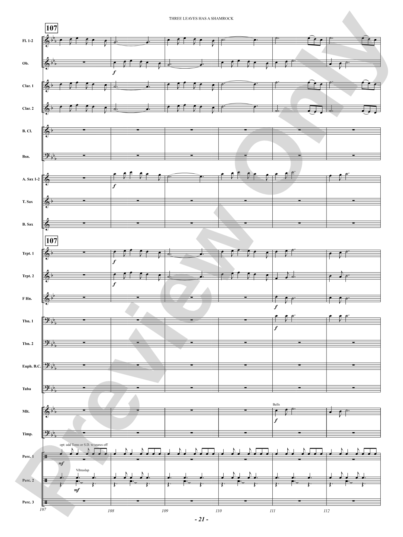 Three Leaves Has A Shamrock: Concert Band Conductor Score & Parts