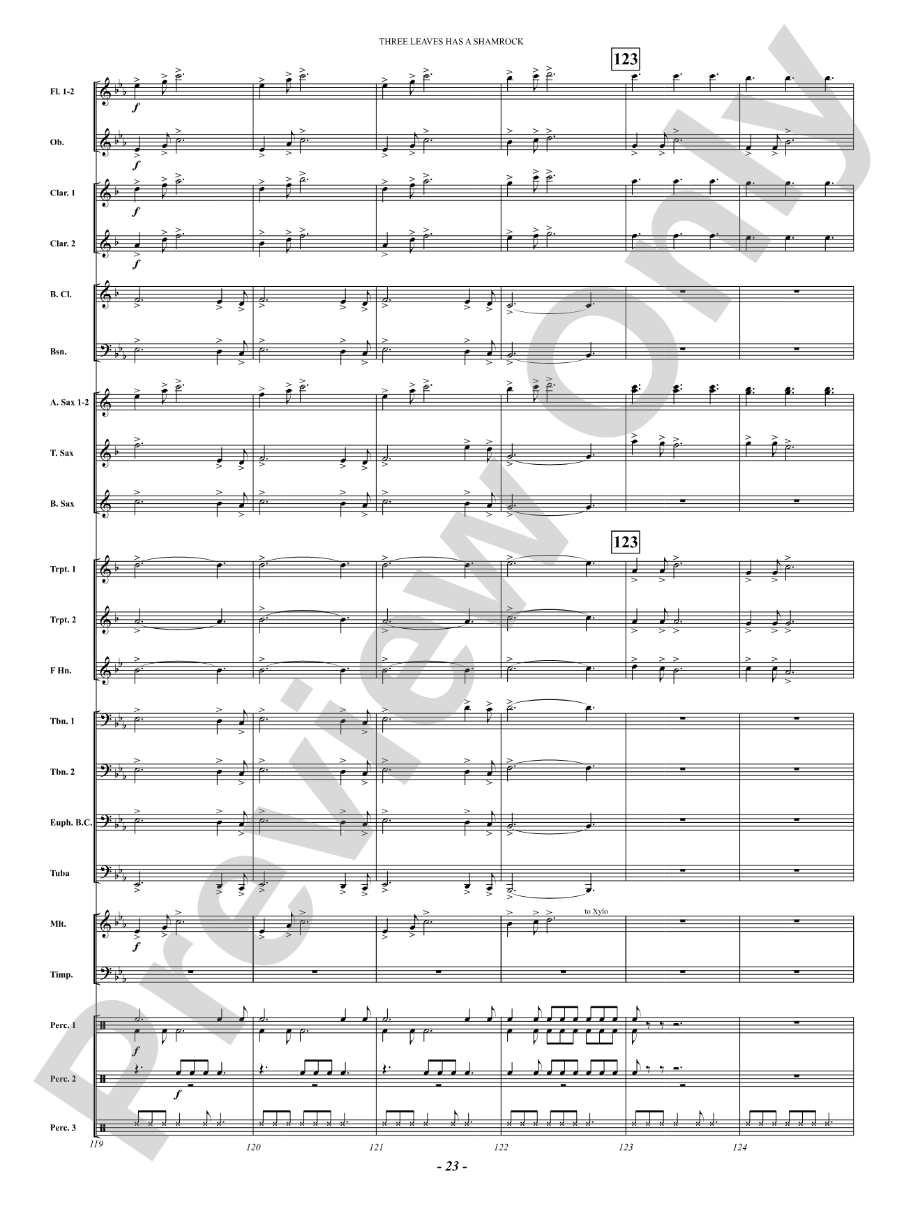 Three Leaves Has A Shamrock: Concert Band Conductor Score & Parts