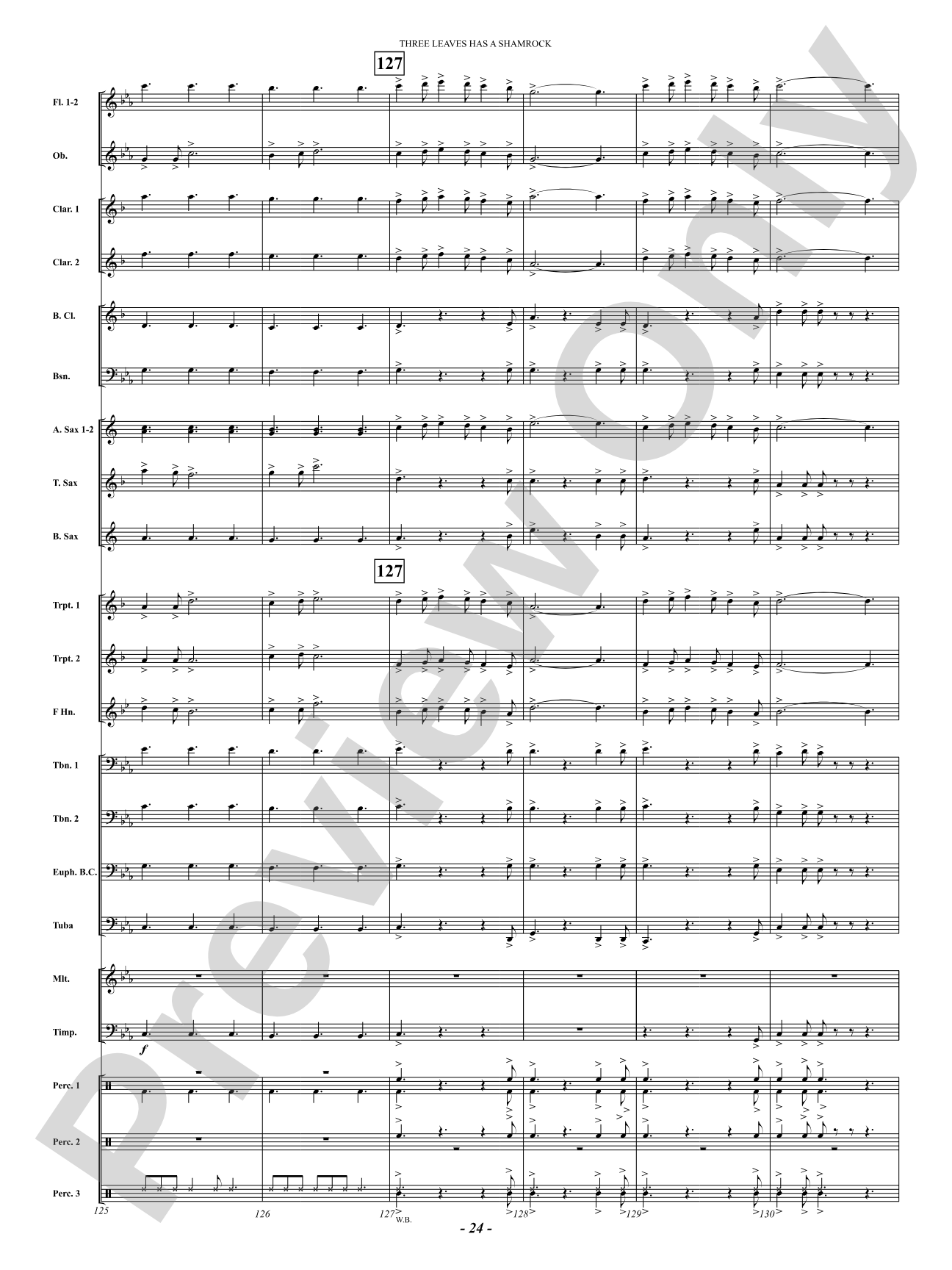 Three Leaves Has A Shamrock: Concert Band Conductor Score & Parts