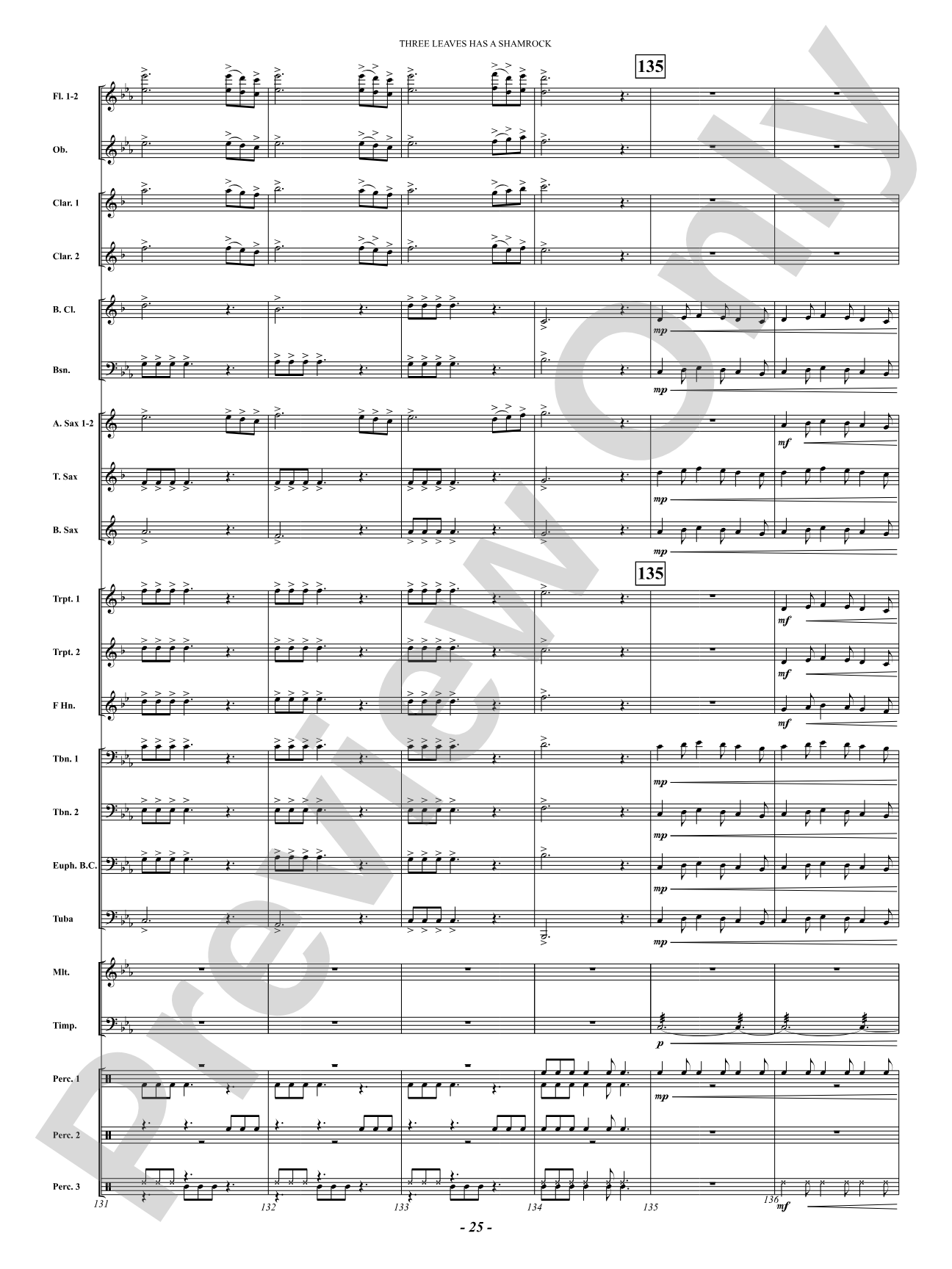 Three Leaves Has A Shamrock: Concert Band Conductor Score & Parts