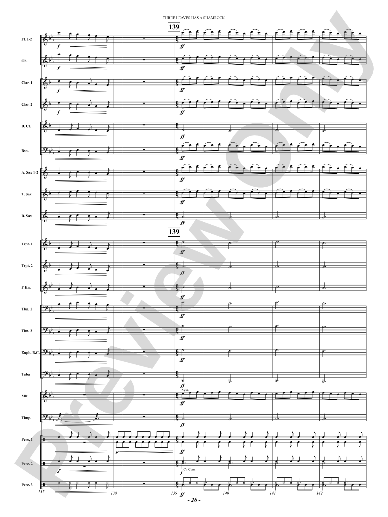 Three Leaves Has A Shamrock: Concert Band Conductor Score & Parts