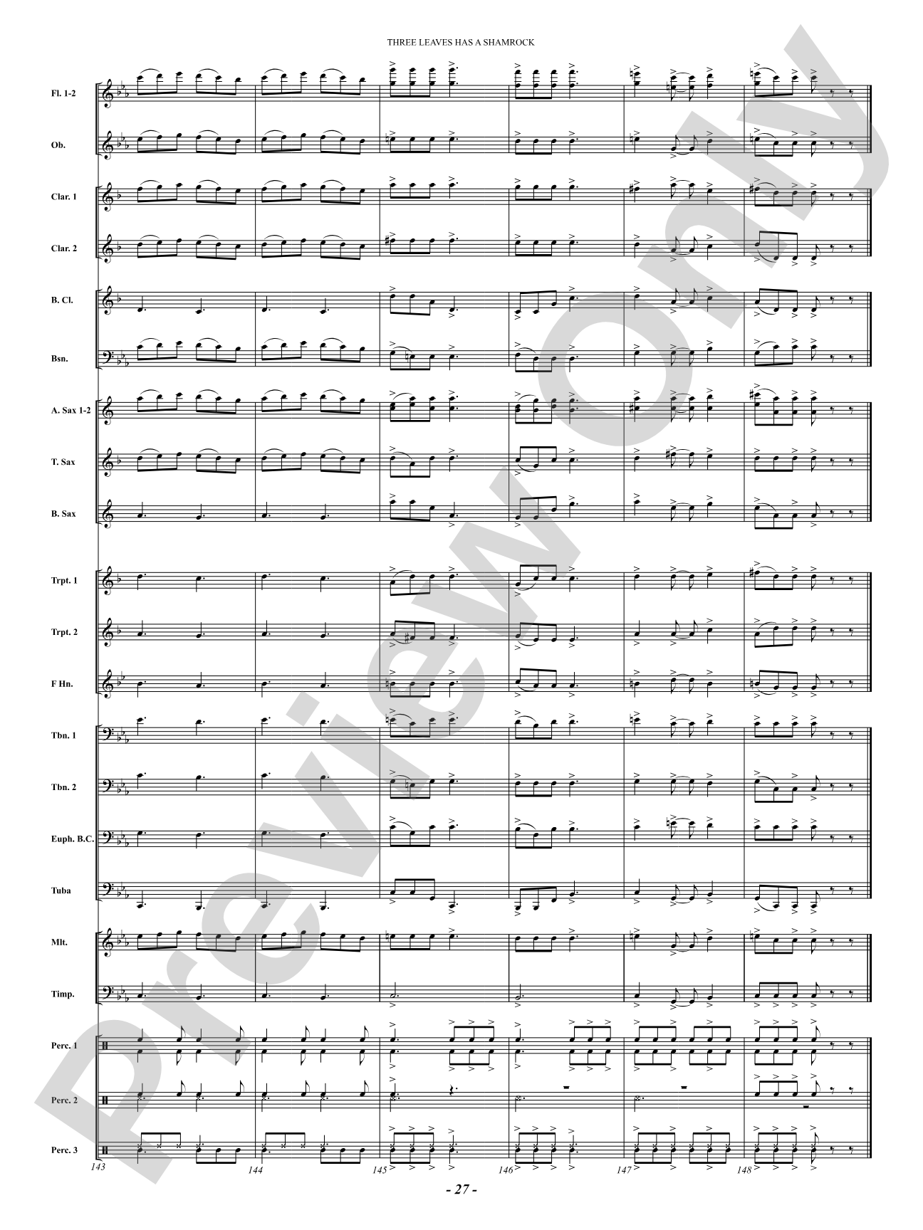 Three Leaves Has A Shamrock: Concert Band Conductor Score & Parts