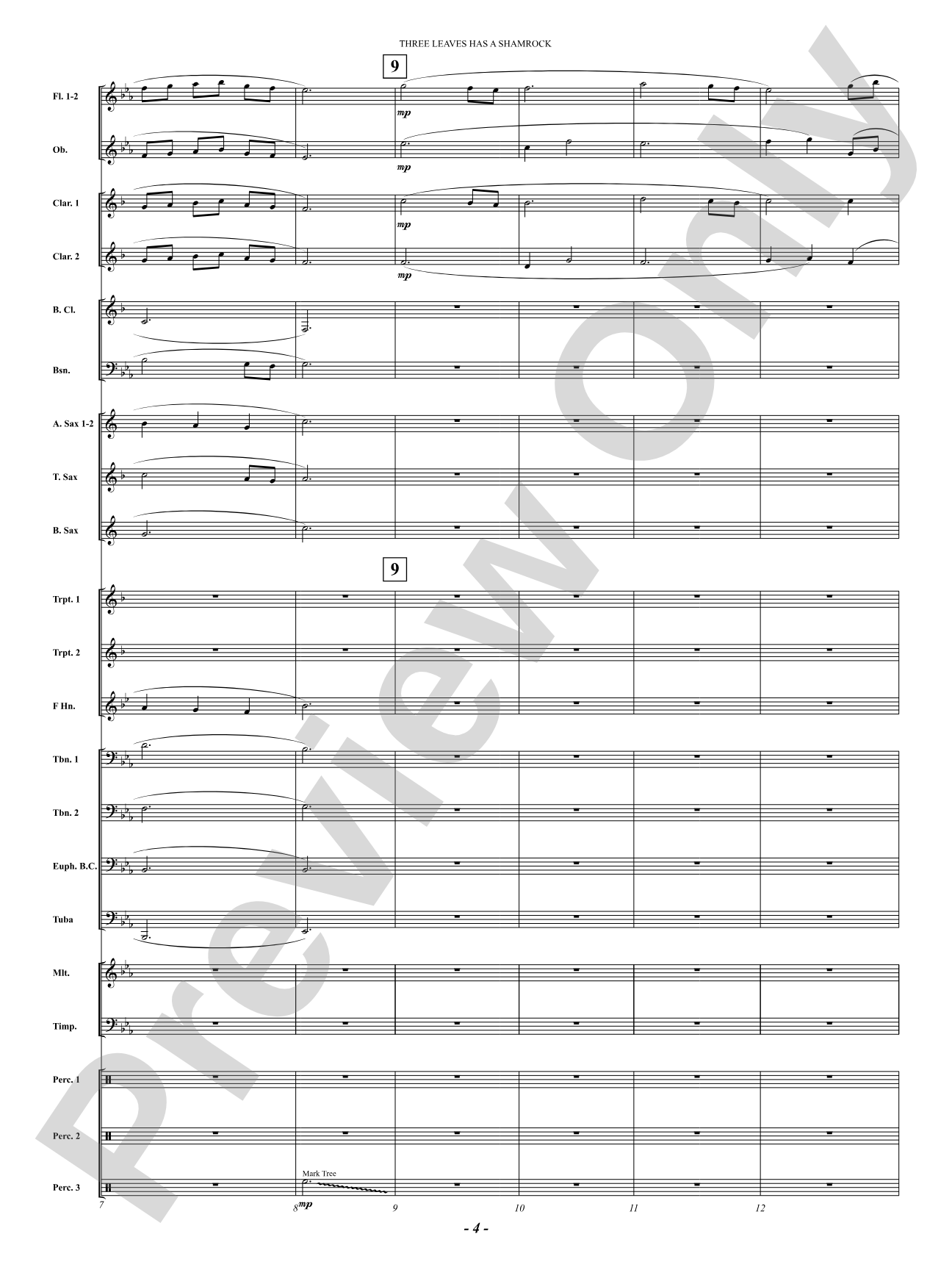 Three Leaves Has A Shamrock: Concert Band Conductor Score & Parts