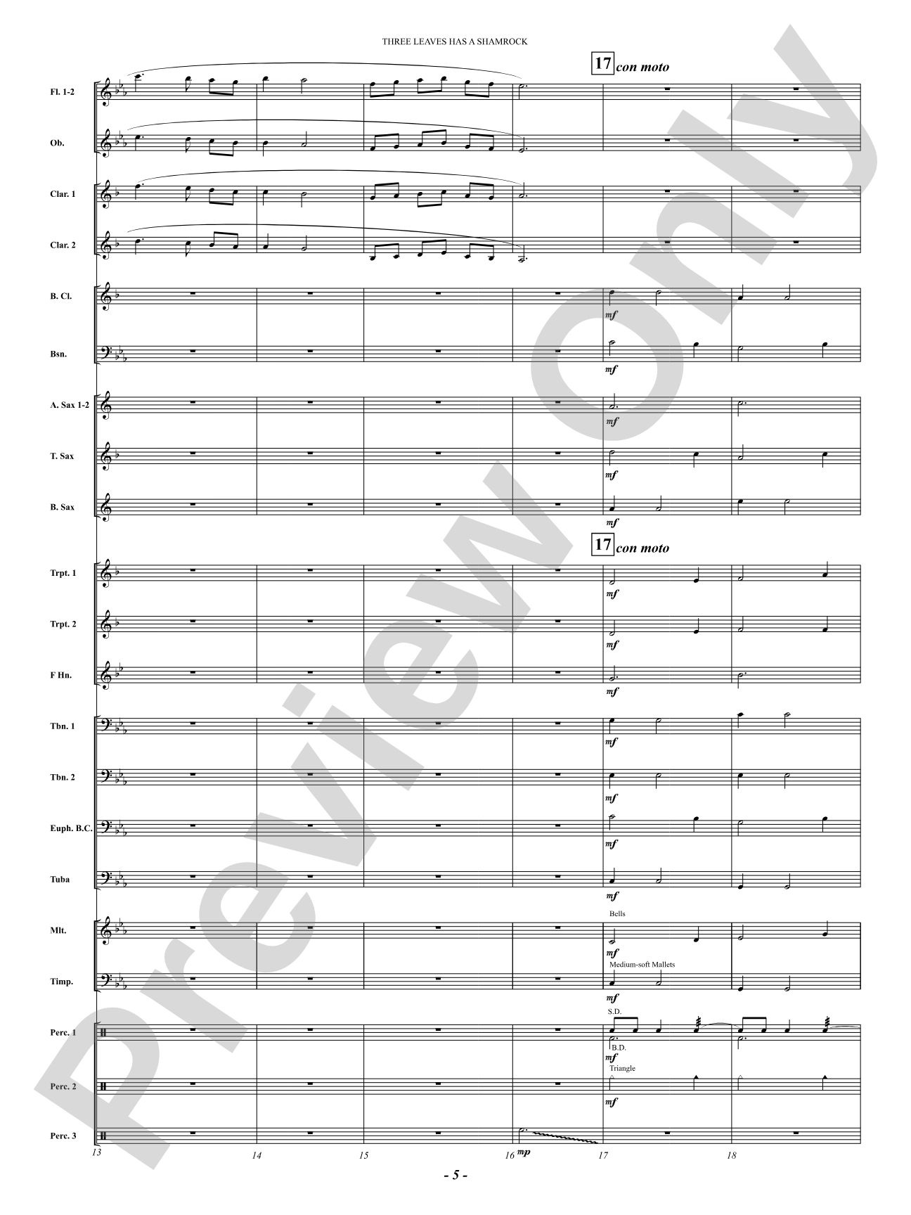 Three Leaves Has A Shamrock: Concert Band Conductor Score & Parts