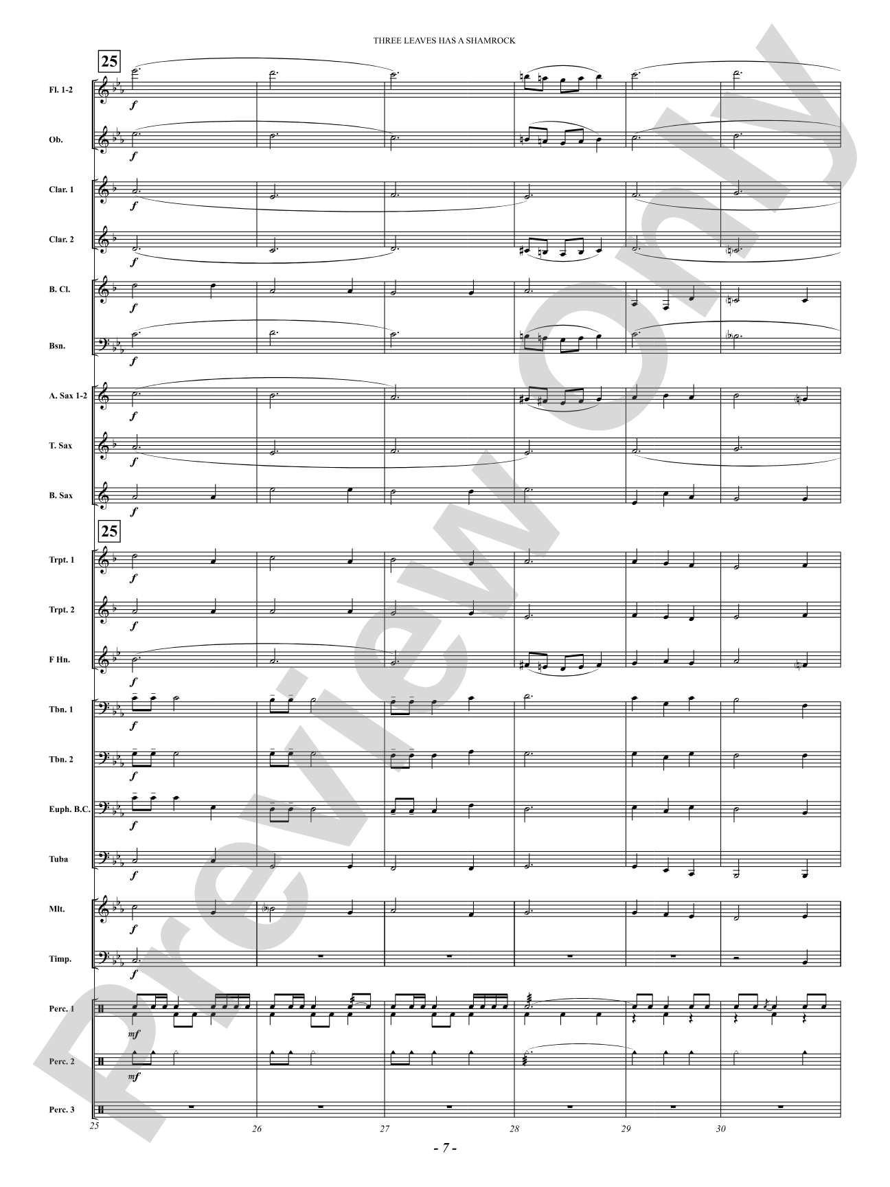 Three Leaves Has A Shamrock: Concert Band Conductor Score & Parts