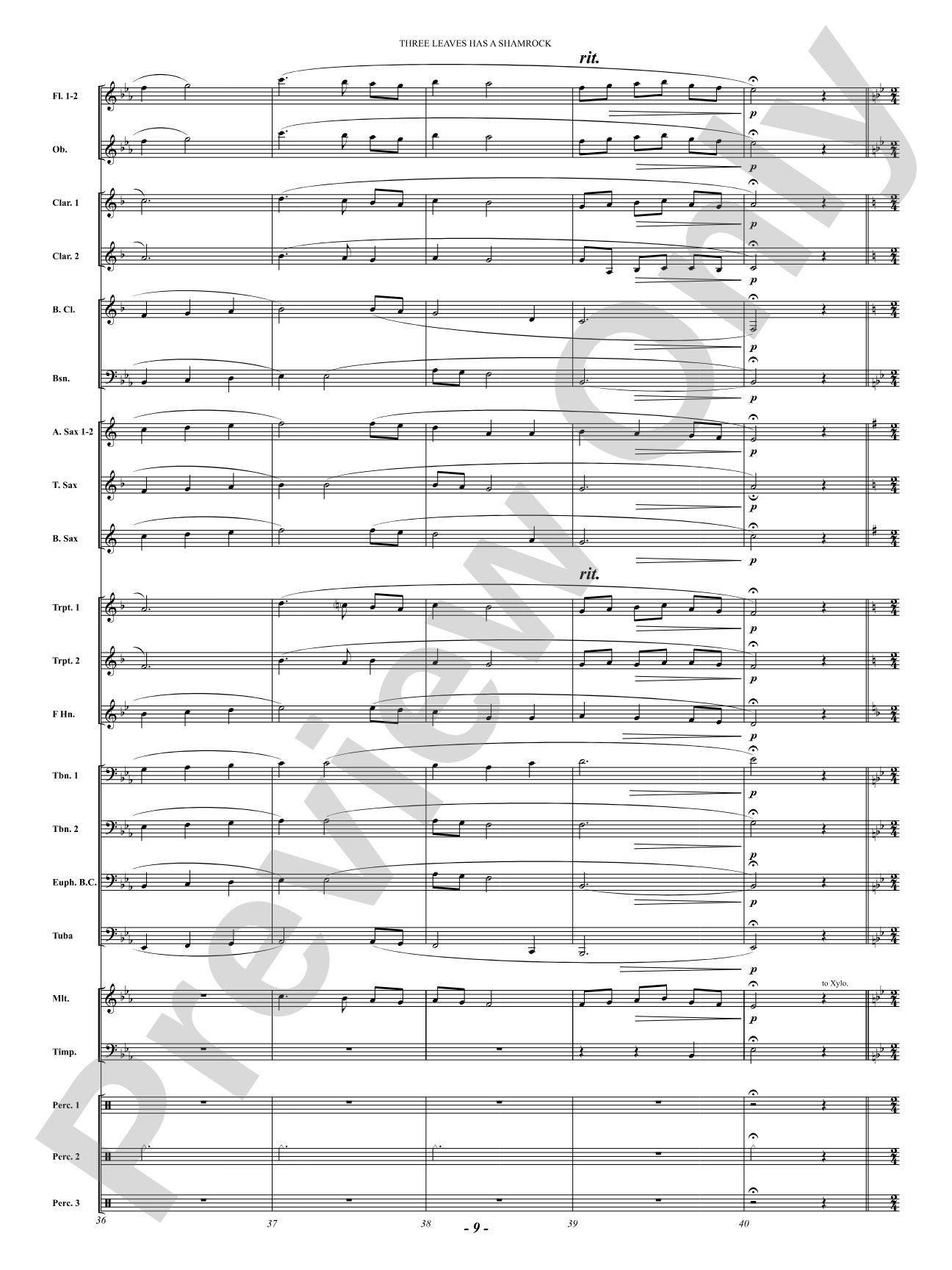 Three Leaves Has A Shamrock: Concert Band Conductor Score & Parts