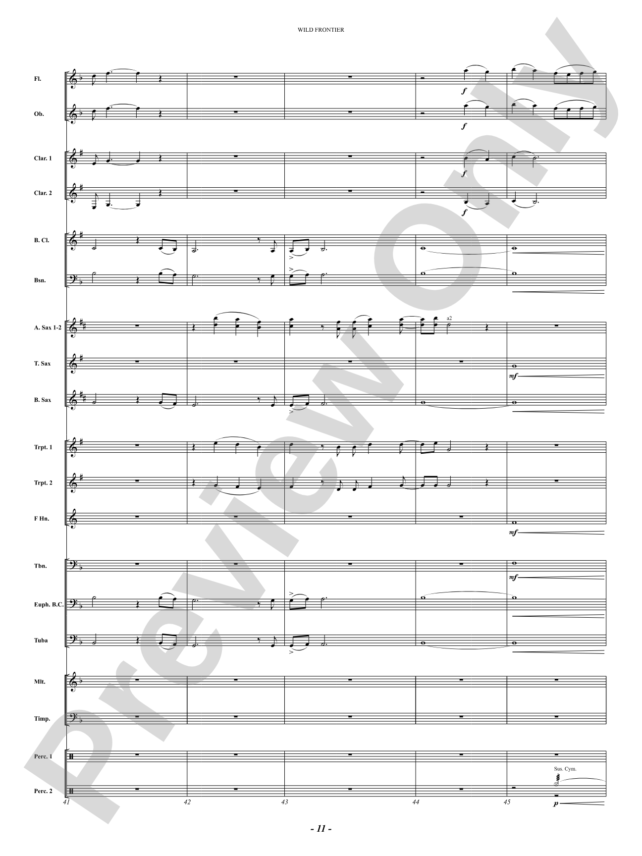 Wild Frontier: Concert Band Conductor Score & Parts