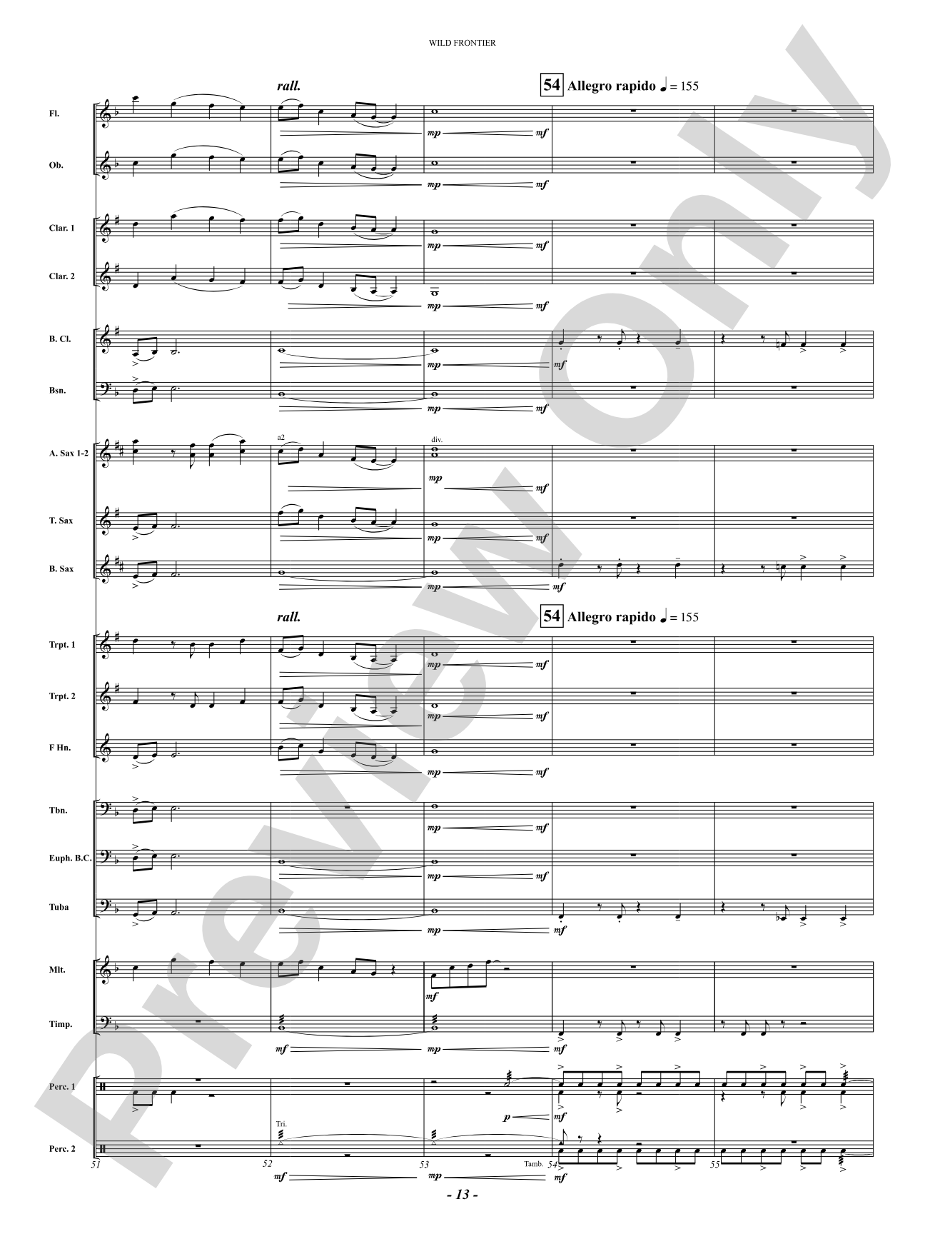 Wild Frontier: Concert Band Conductor Score & Parts