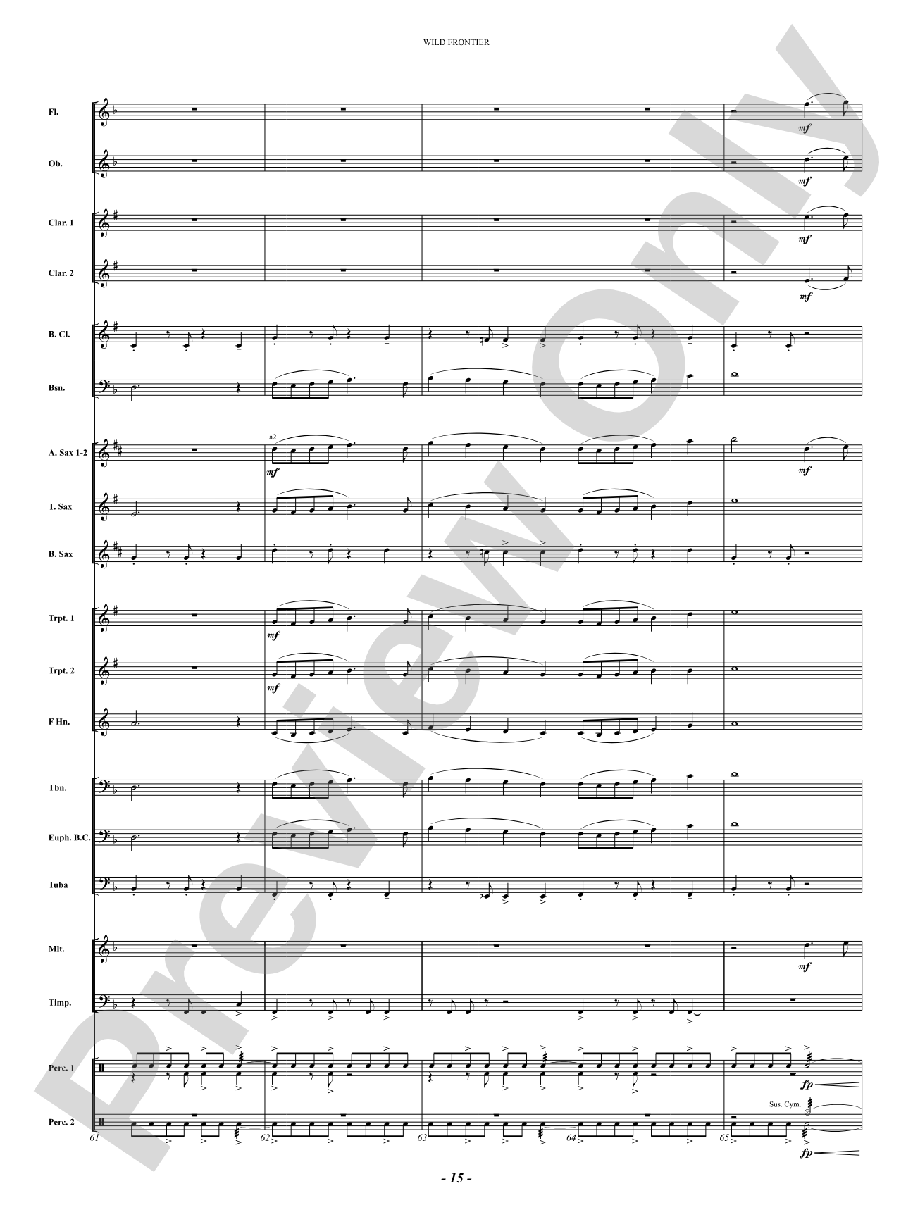 Wild Frontier: Concert Band Conductor Score & Parts