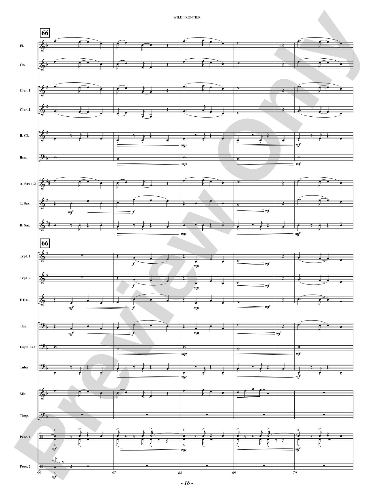 Wild Frontier: Concert Band Conductor Score & Parts