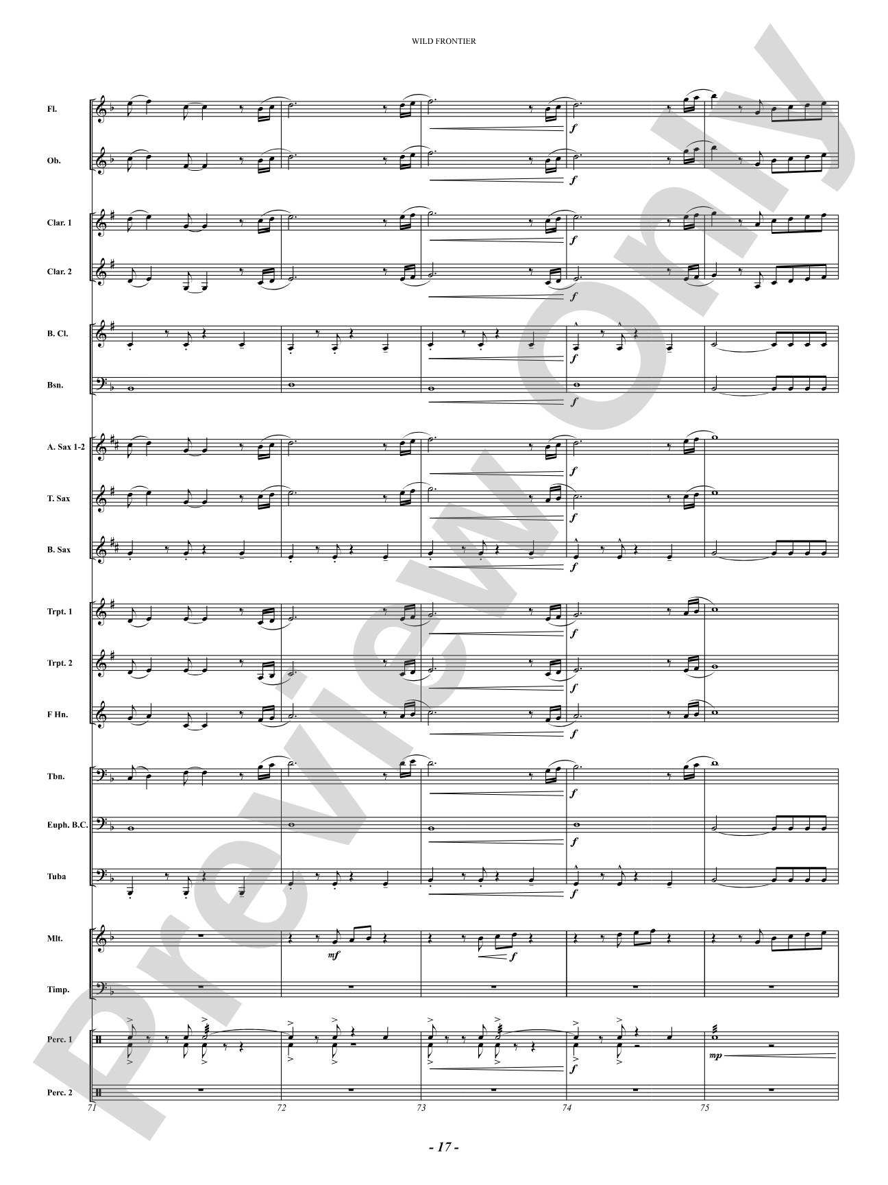 Wild Frontier: Concert Band Conductor Score & Parts