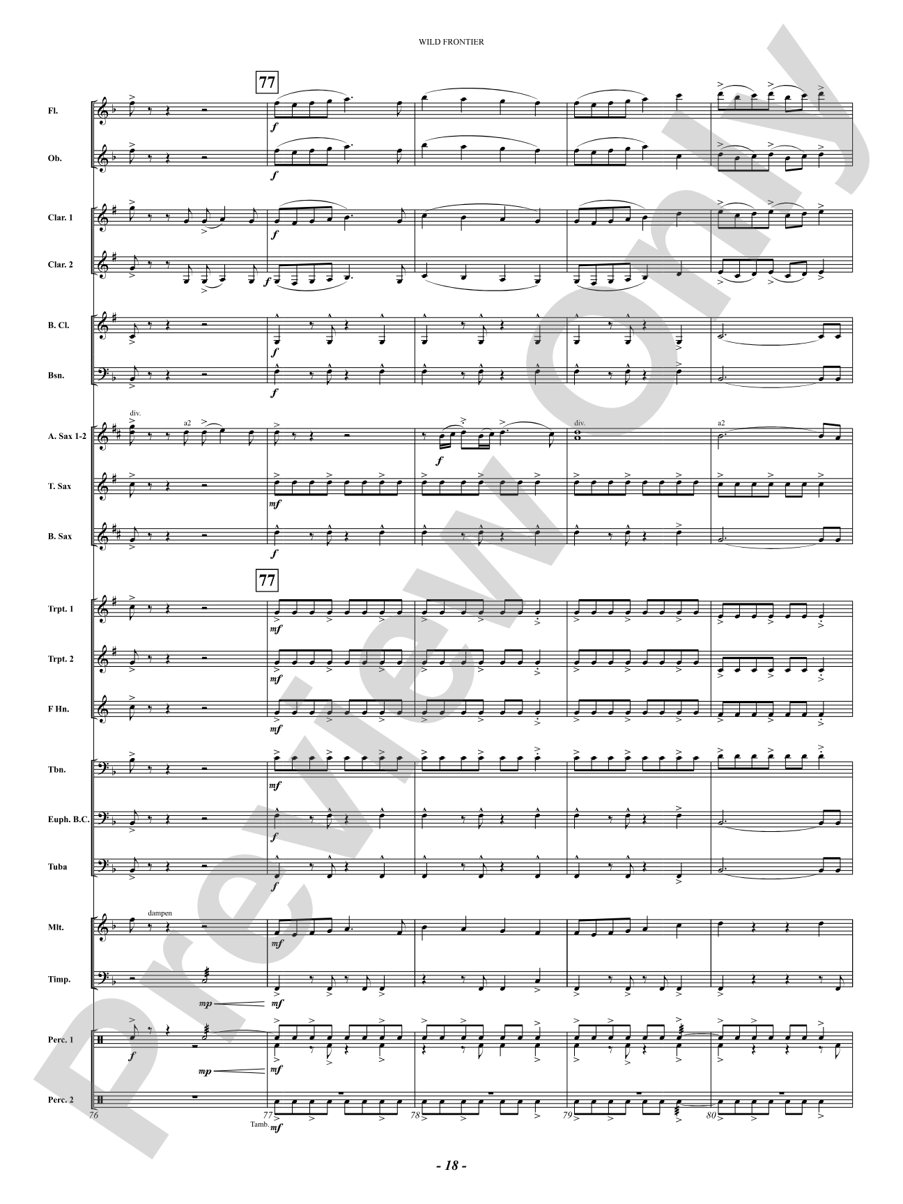 Wild Frontier: Concert Band Conductor Score & Parts