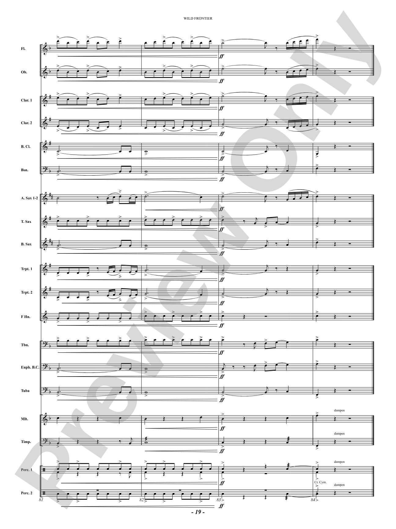 Wild Frontier: Concert Band Conductor Score & Parts