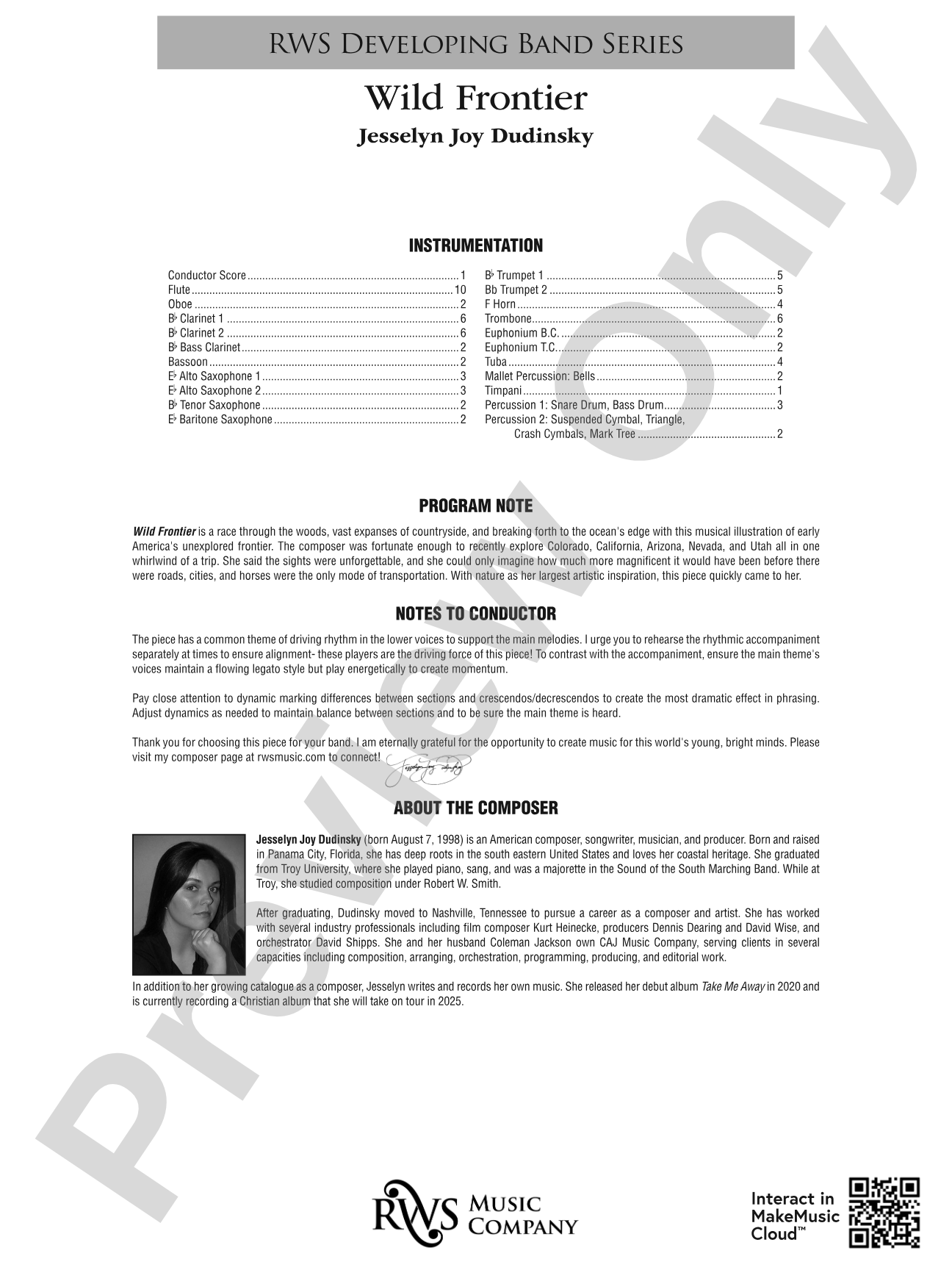 Wild Frontier: Concert Band Conductor Score & Parts