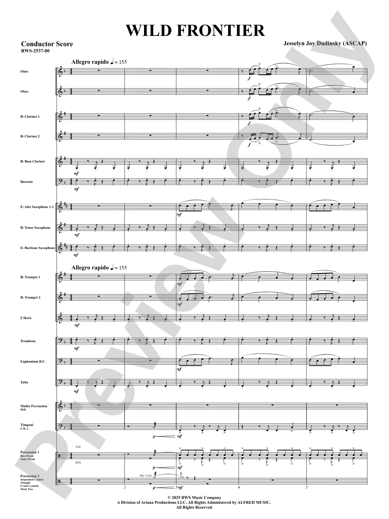 Wild Frontier: Concert Band Conductor Score & Parts
