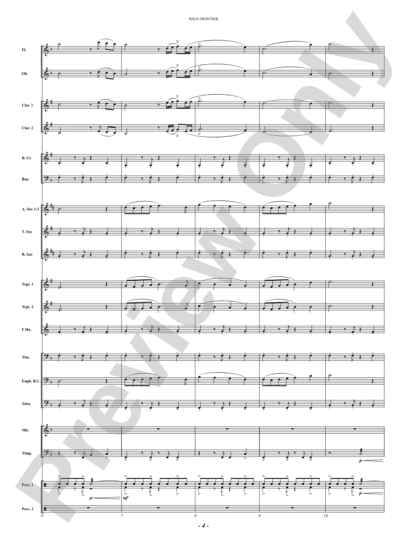 Wild Frontier: Concert Band Conductor Score & Parts