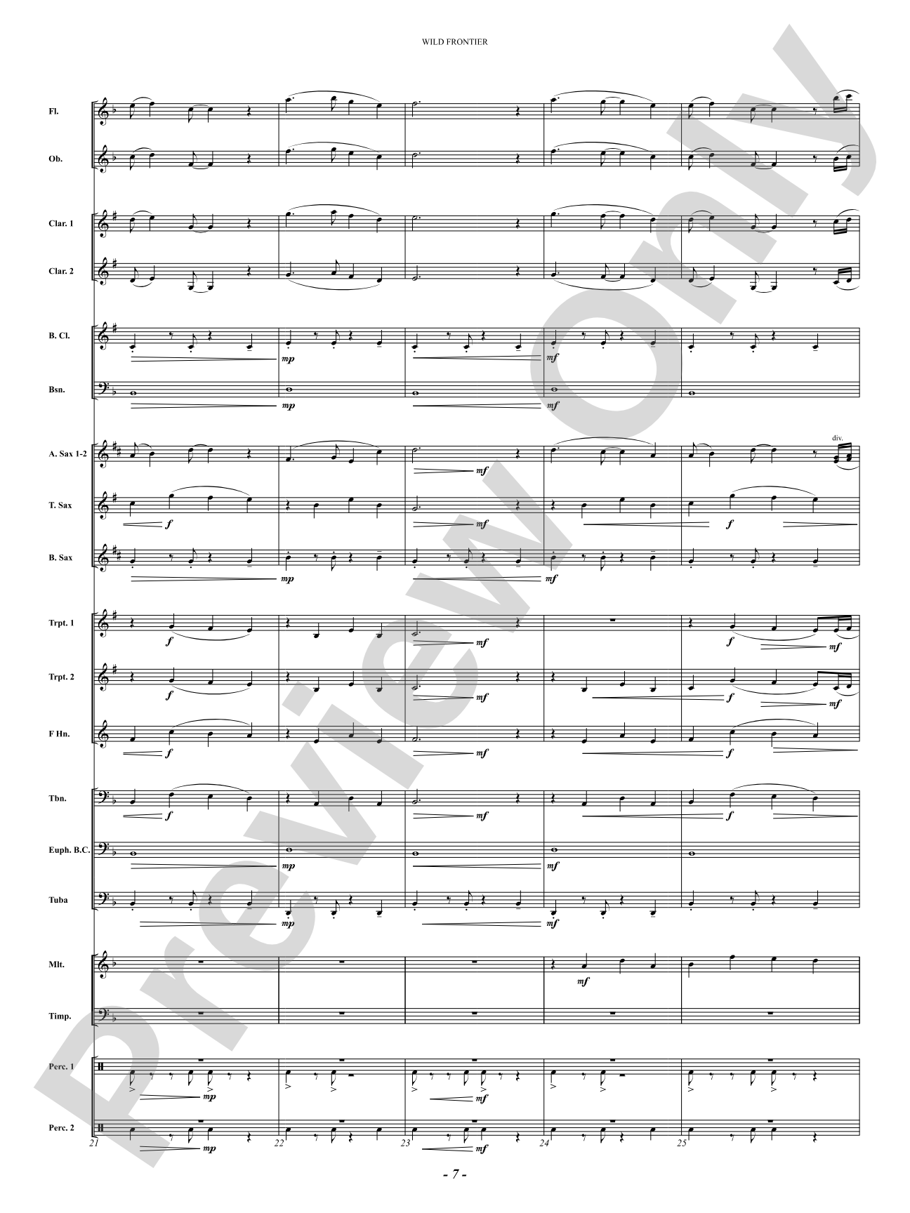 Wild Frontier: Concert Band Conductor Score & Parts