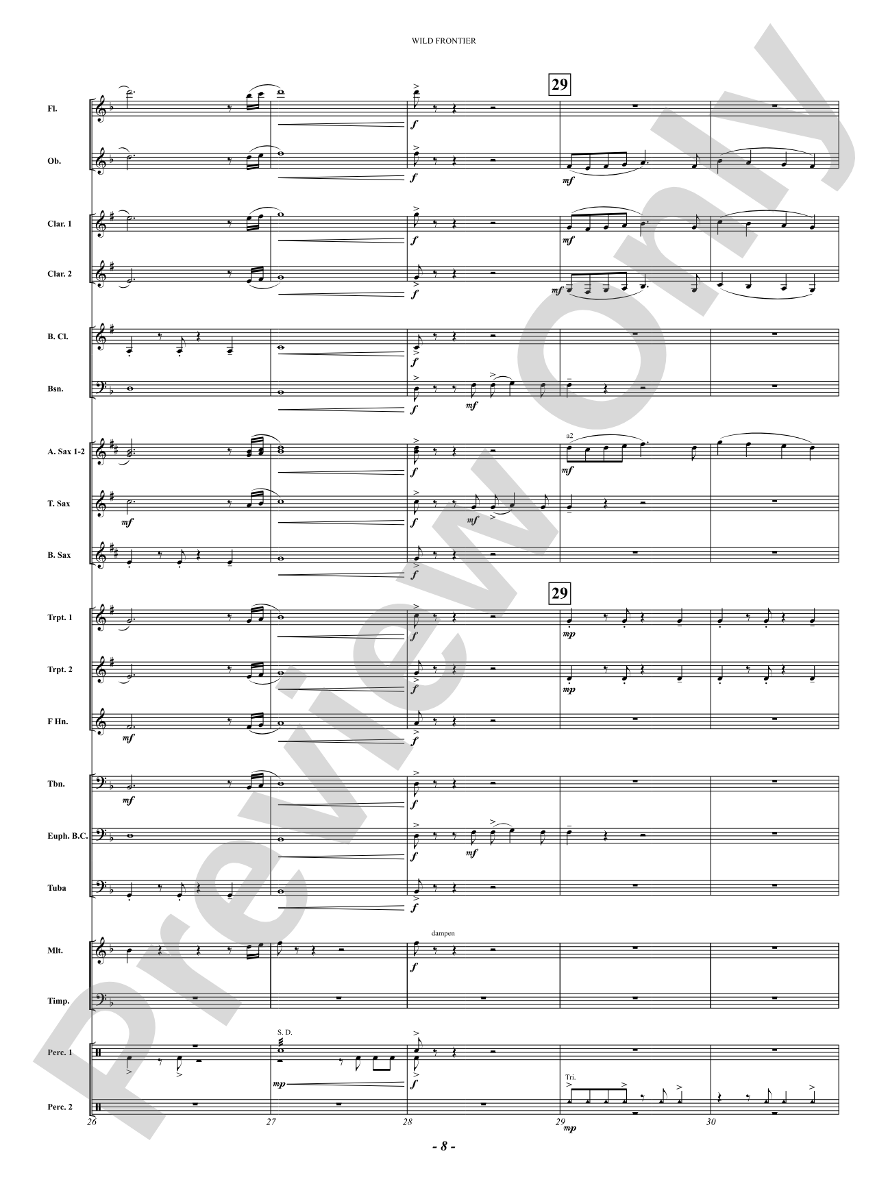 Wild Frontier: Concert Band Conductor Score & Parts