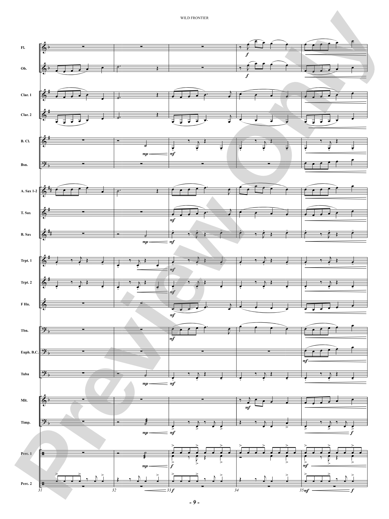 Wild Frontier: Concert Band Conductor Score & Parts