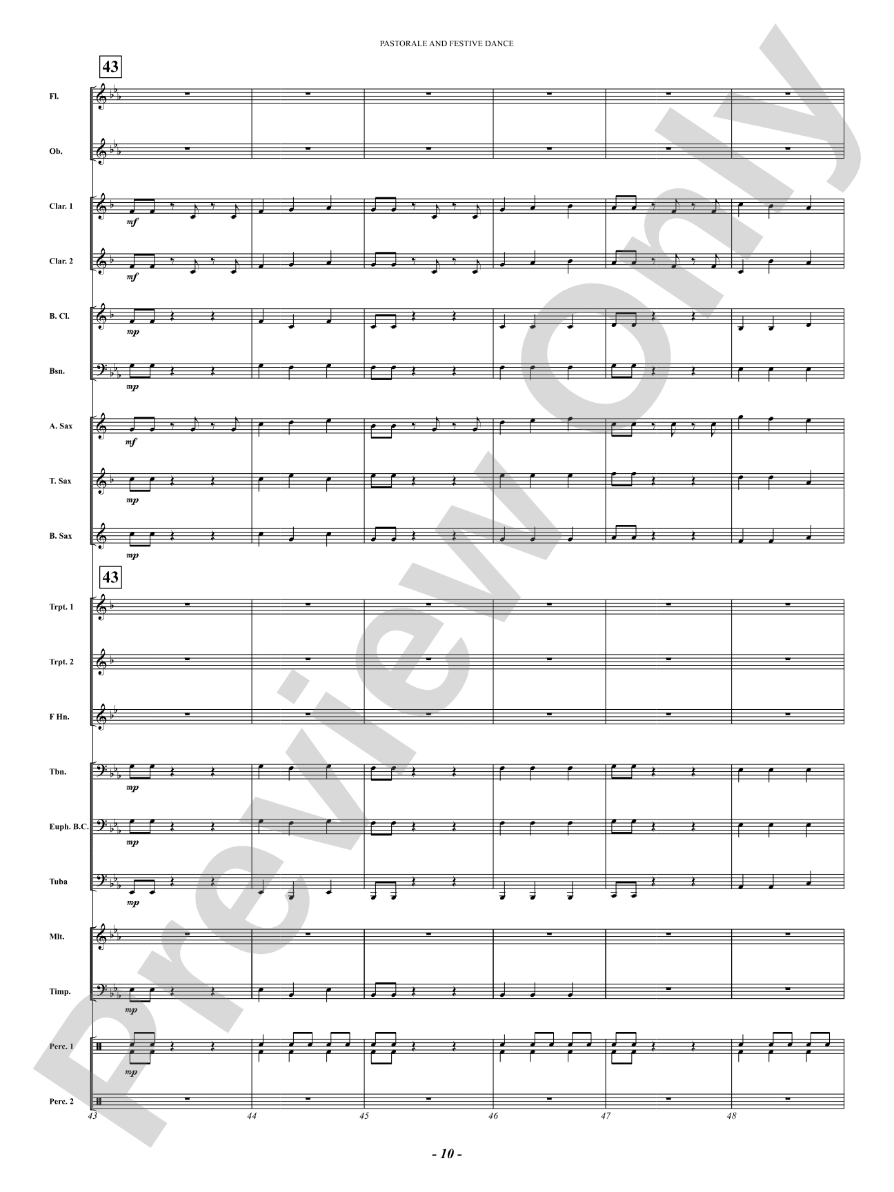 Pastorale And Festive Dance: Concert Band Conductor Score & Parts