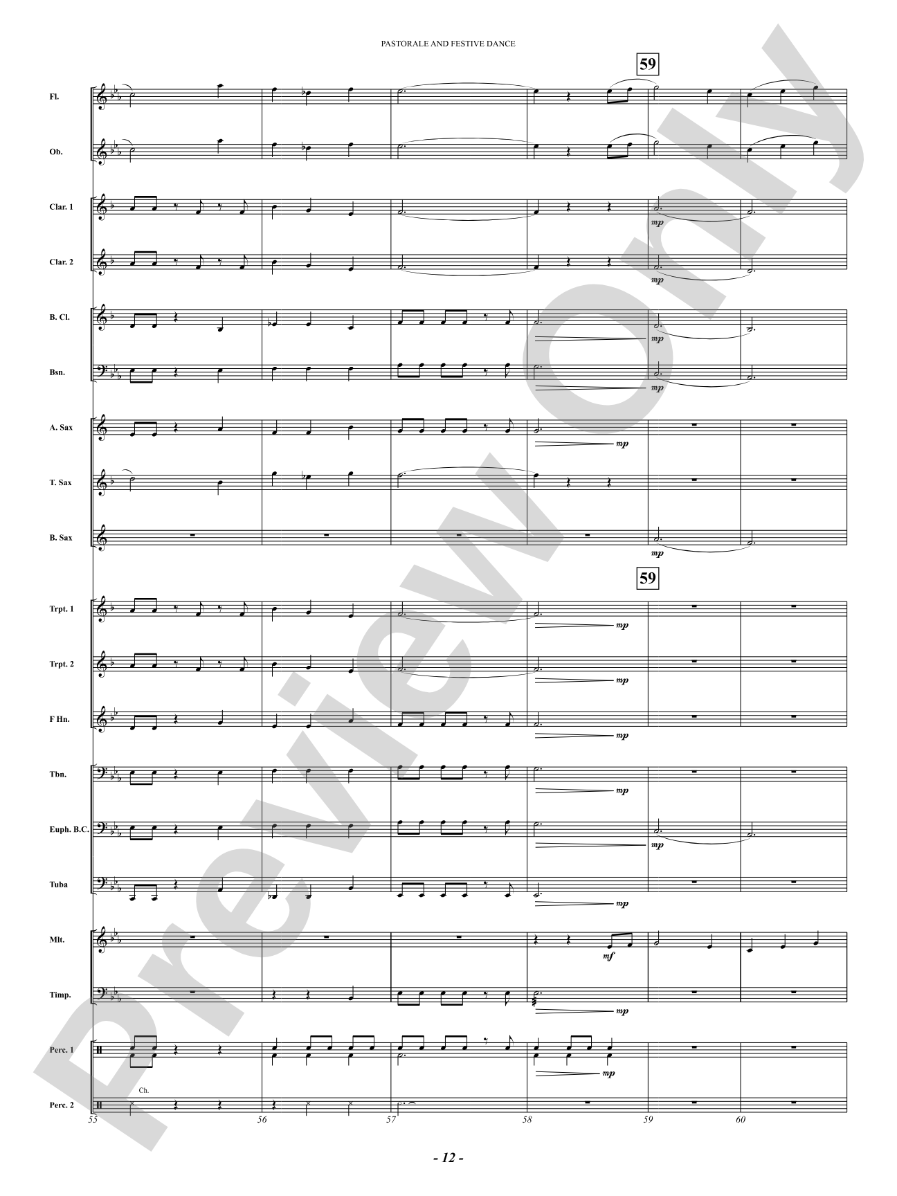 Pastorale And Festive Dance: Concert Band Conductor Score & Parts