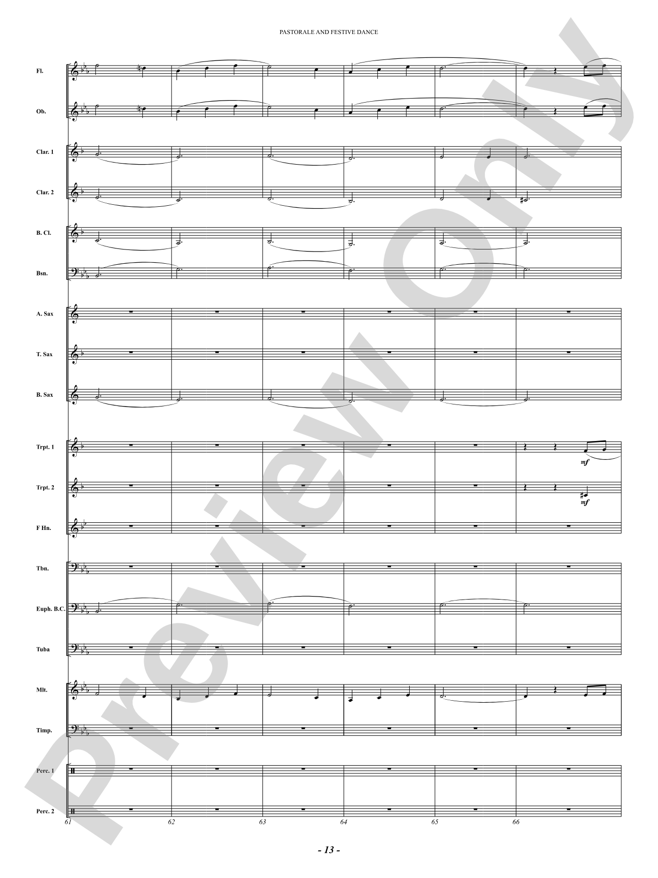 Pastorale And Festive Dance: Concert Band Conductor Score & Parts