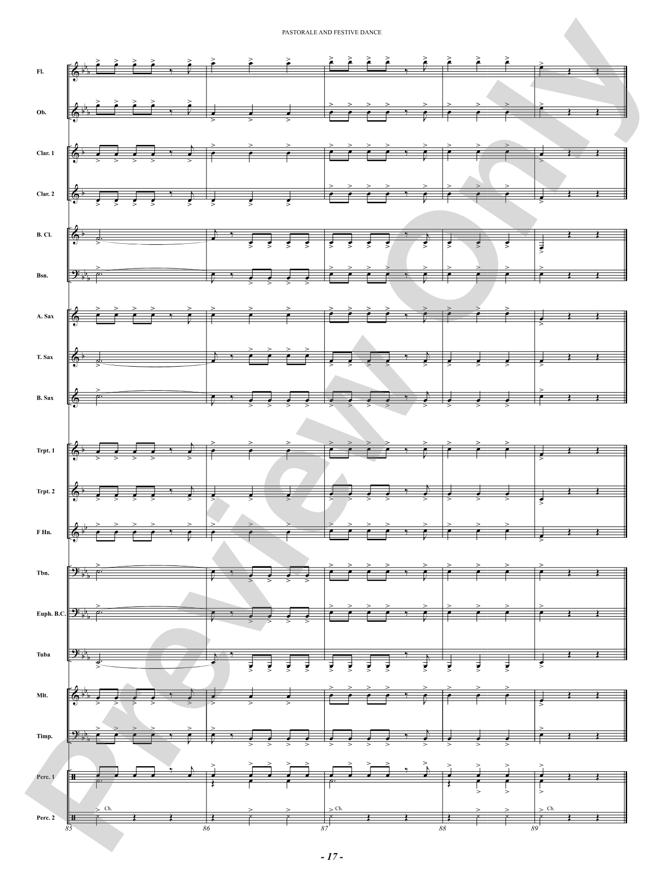 Pastorale And Festive Dance: Concert Band Conductor Score & Parts