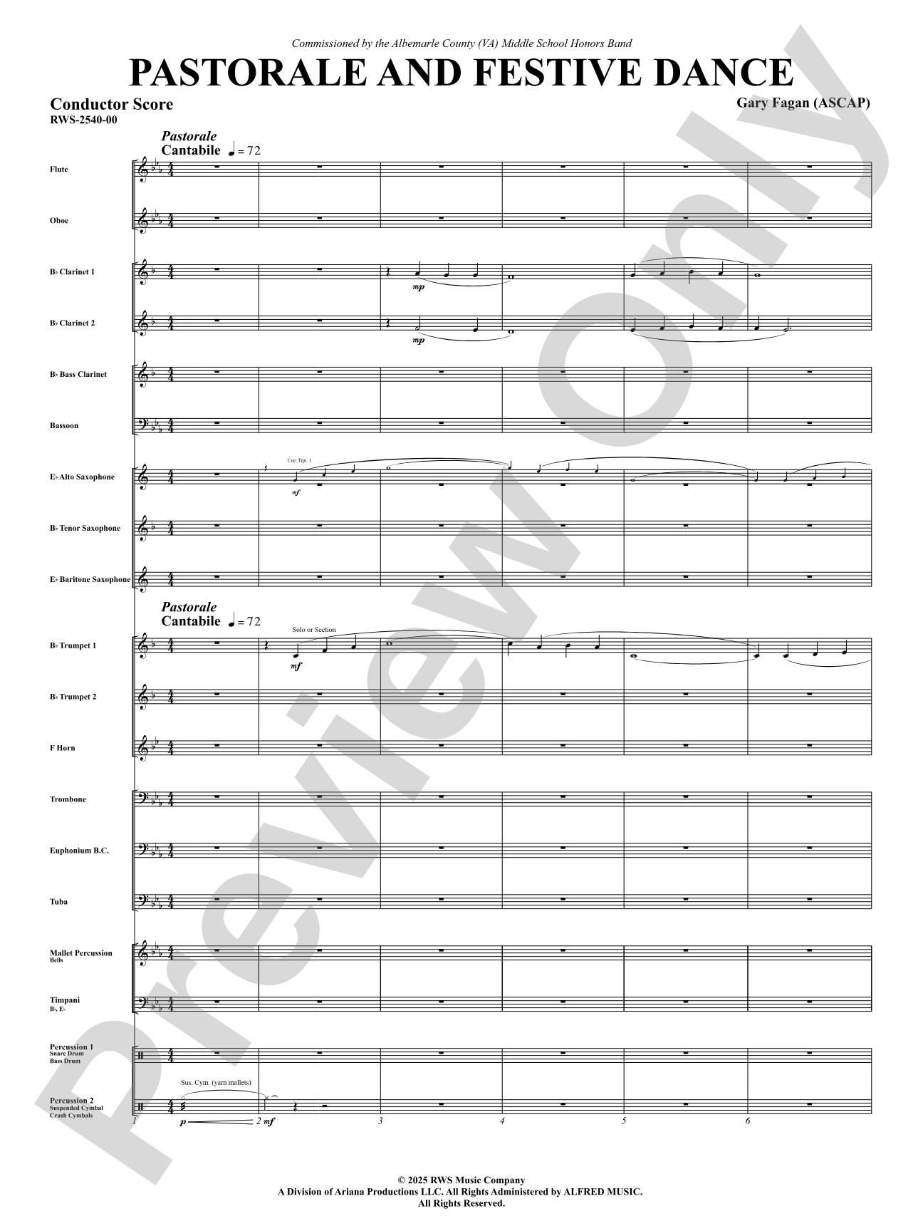 Pastorale And Festive Dance: Concert Band Conductor Score & Parts
