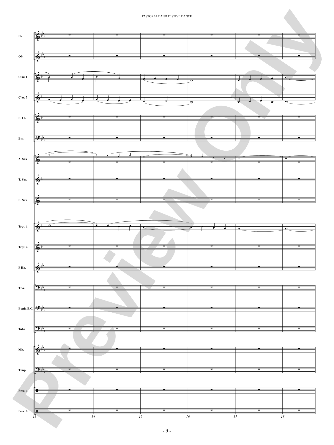 Pastorale And Festive Dance: Concert Band Conductor Score & Parts