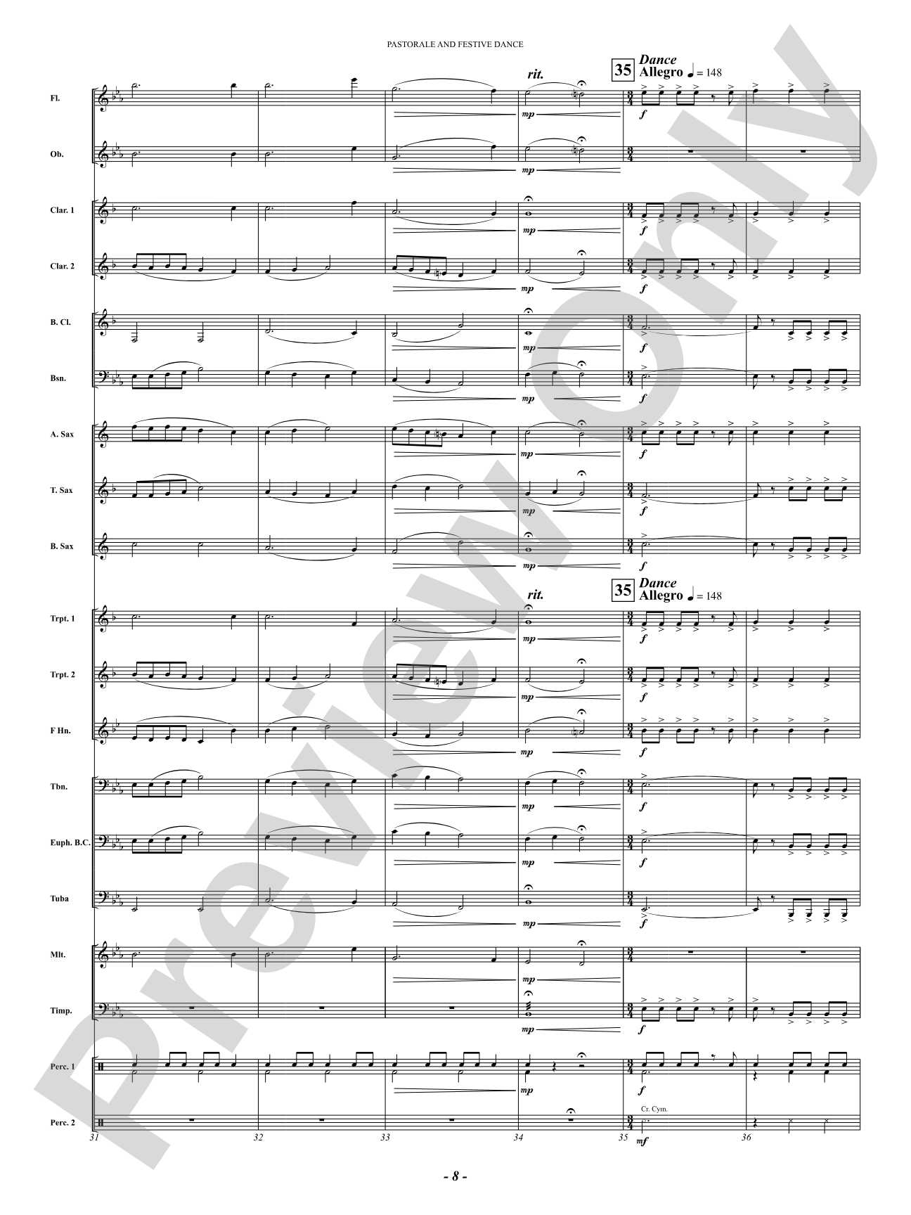 Pastorale And Festive Dance: Concert Band Conductor Score & Parts