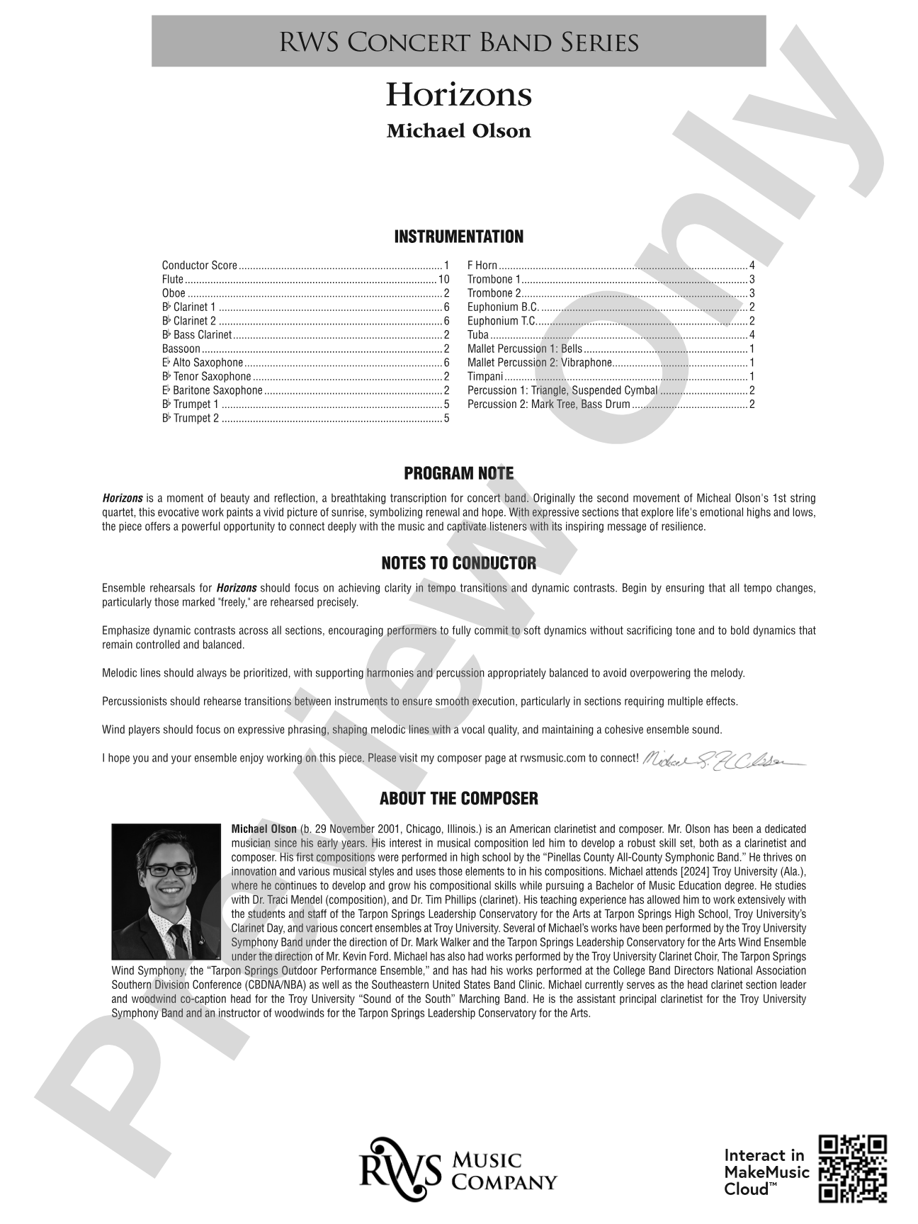 Horizons: Concert Band Conductor Score & Parts