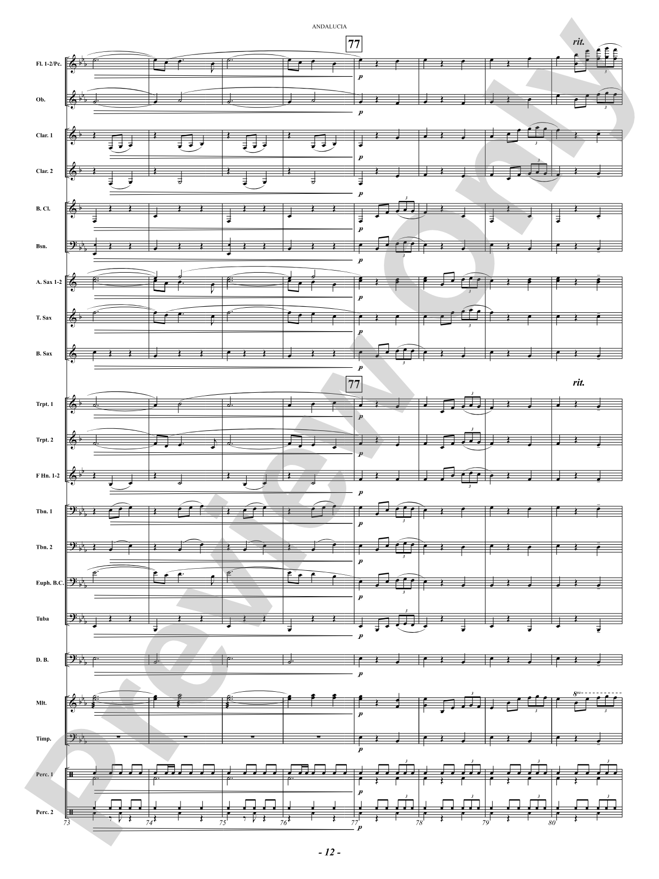Andalucia: Concert Band Conductor Score & Parts
