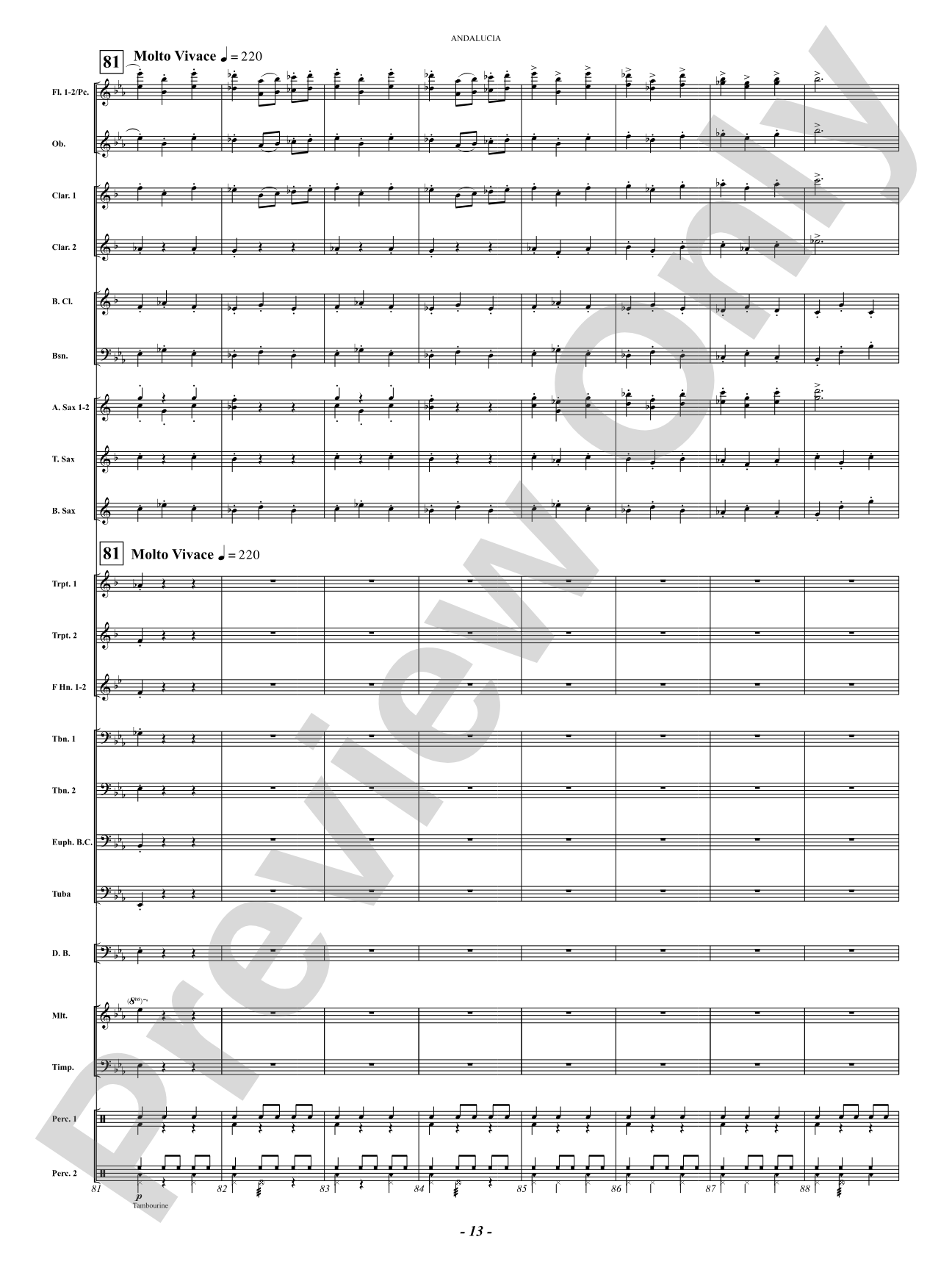 Andalucia: Concert Band Conductor Score & Parts