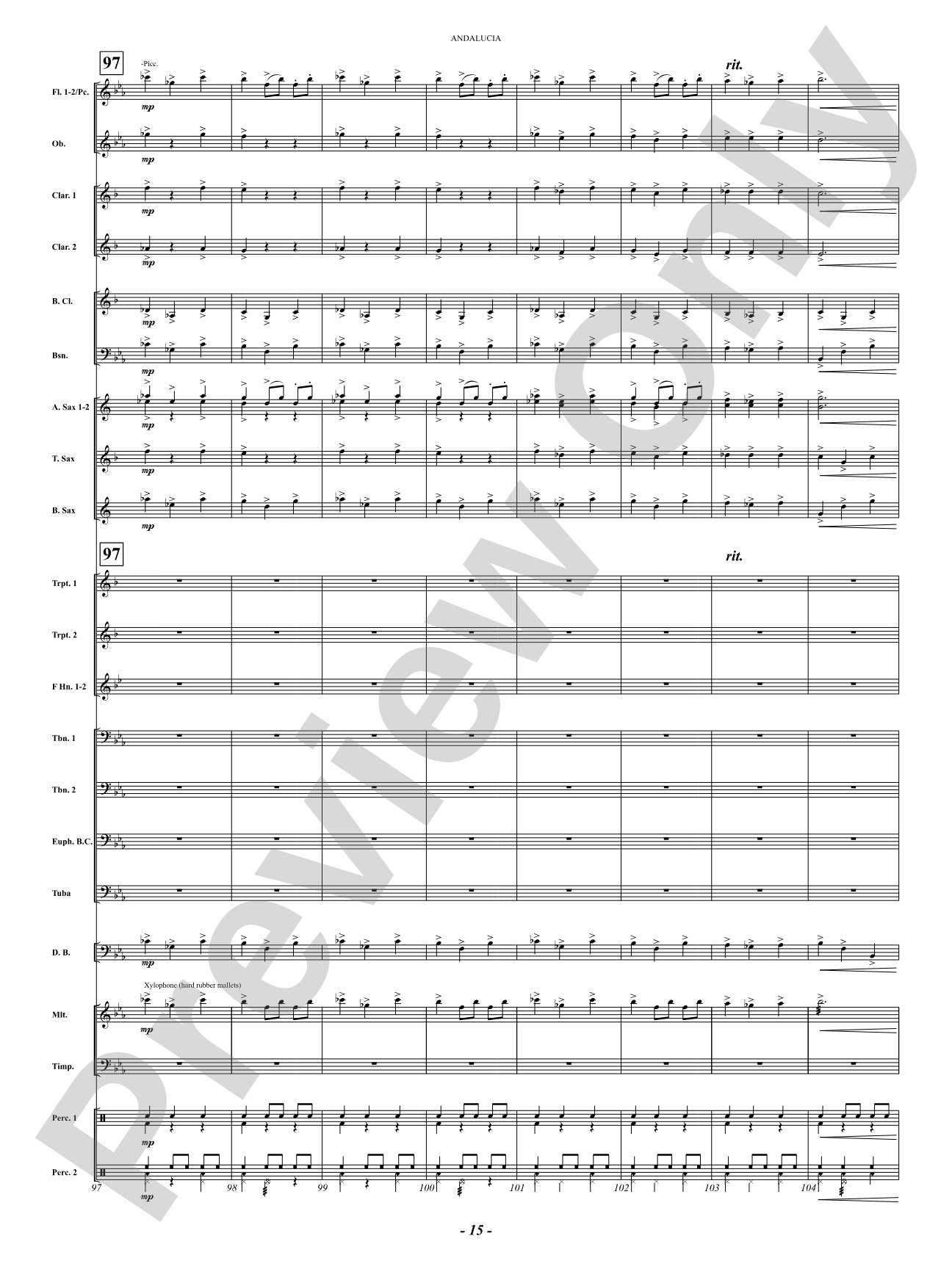 Andalucia: Concert Band Conductor Score & Parts