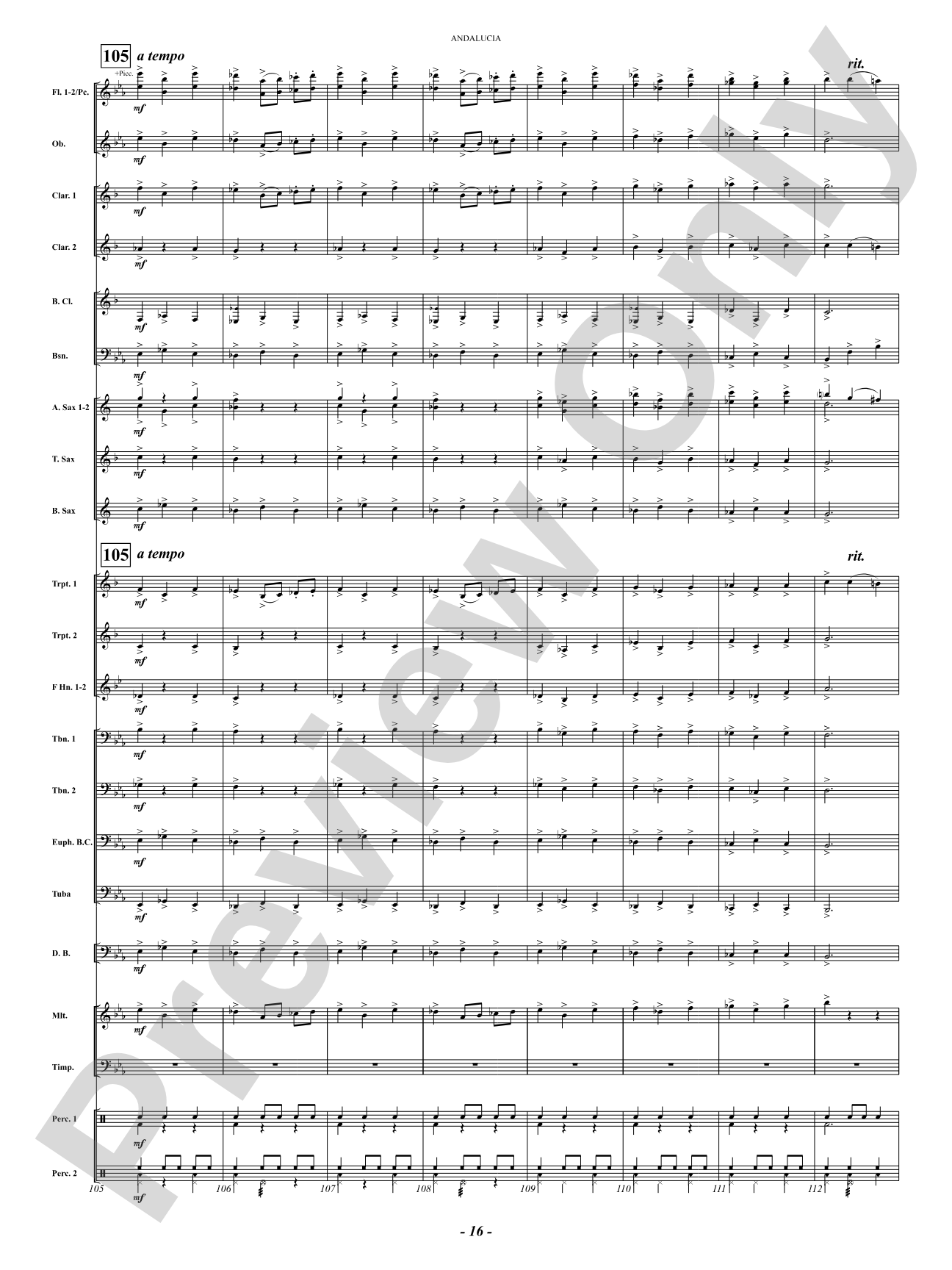 Andalucia: Concert Band Conductor Score & Parts