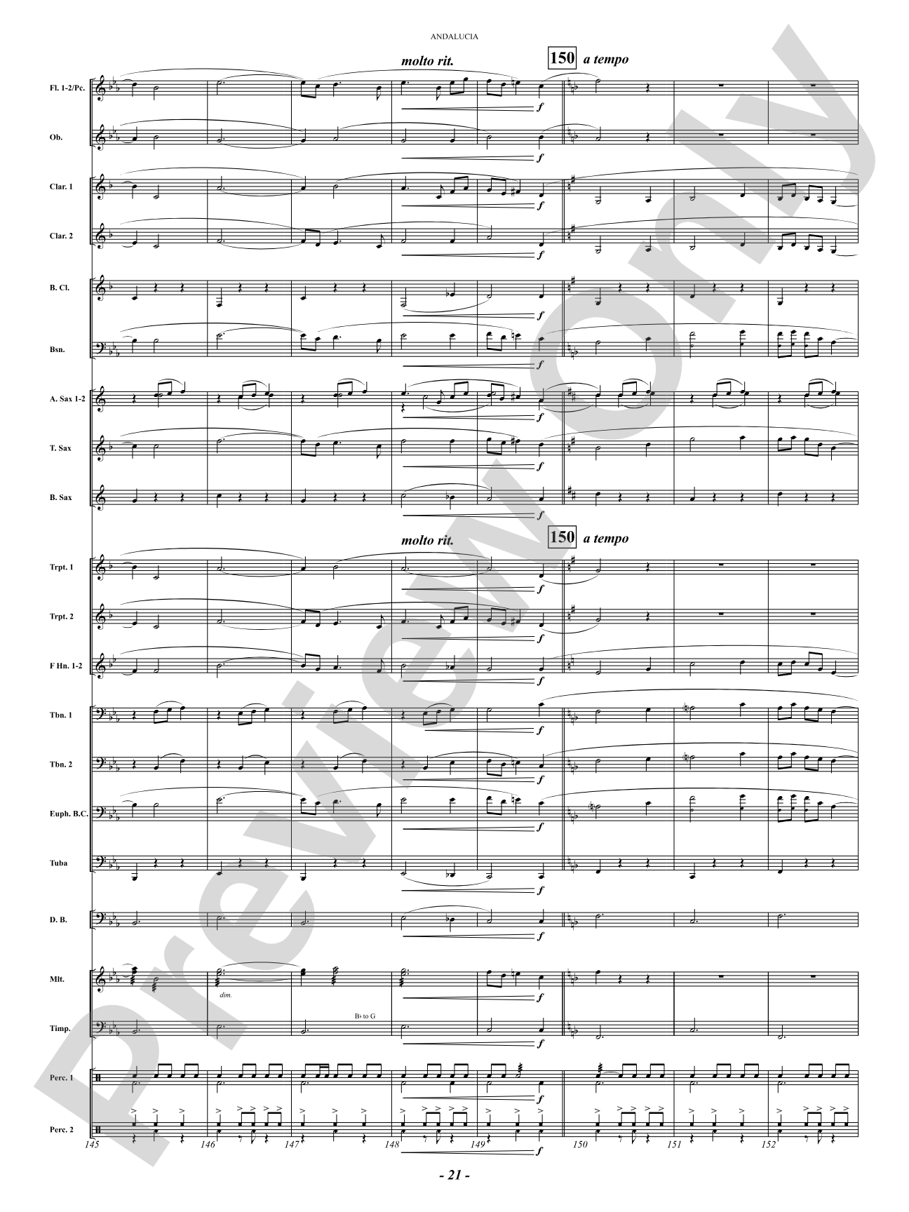 Andalucia: Concert Band Conductor Score & Parts