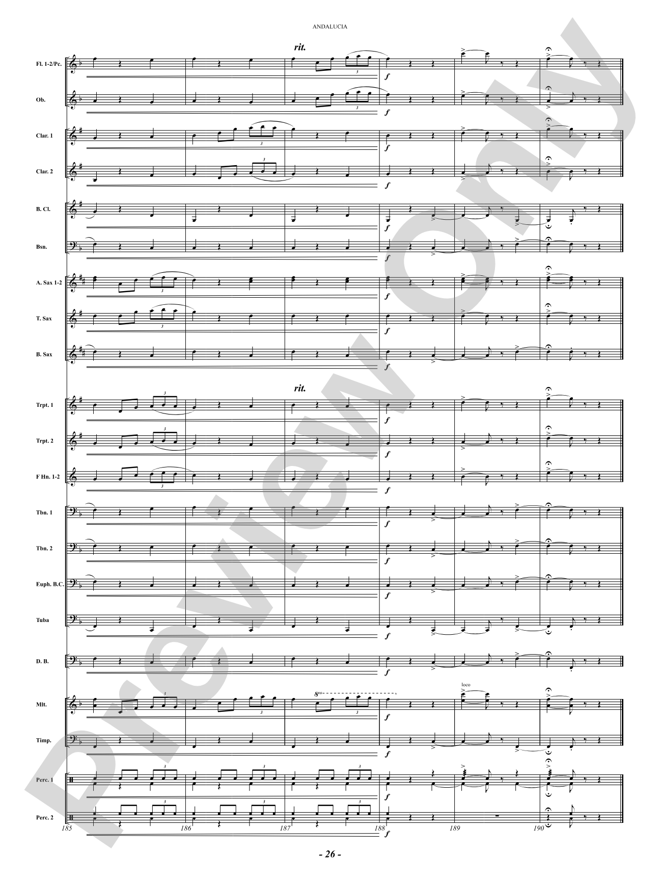 Andalucia: Concert Band Conductor Score & Parts