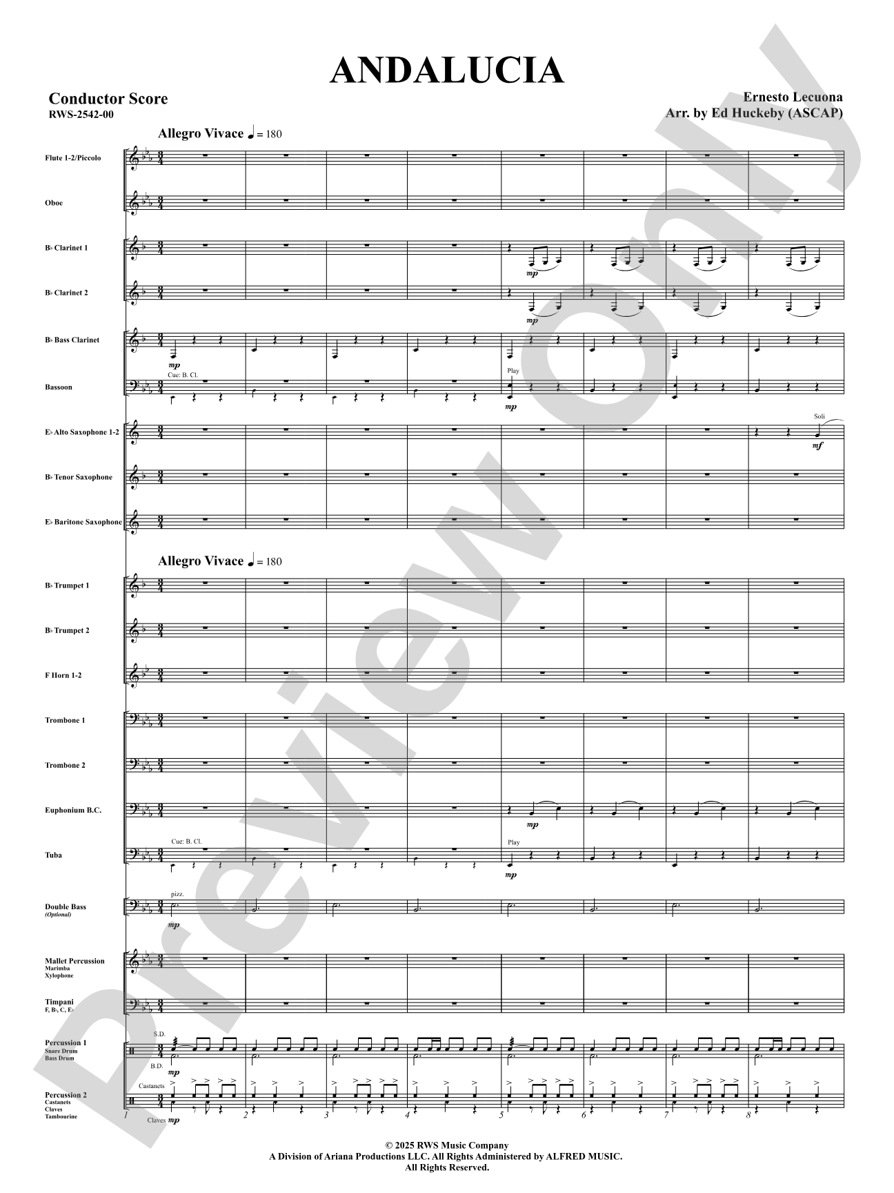 Andalucia: Concert Band Conductor Score & Parts