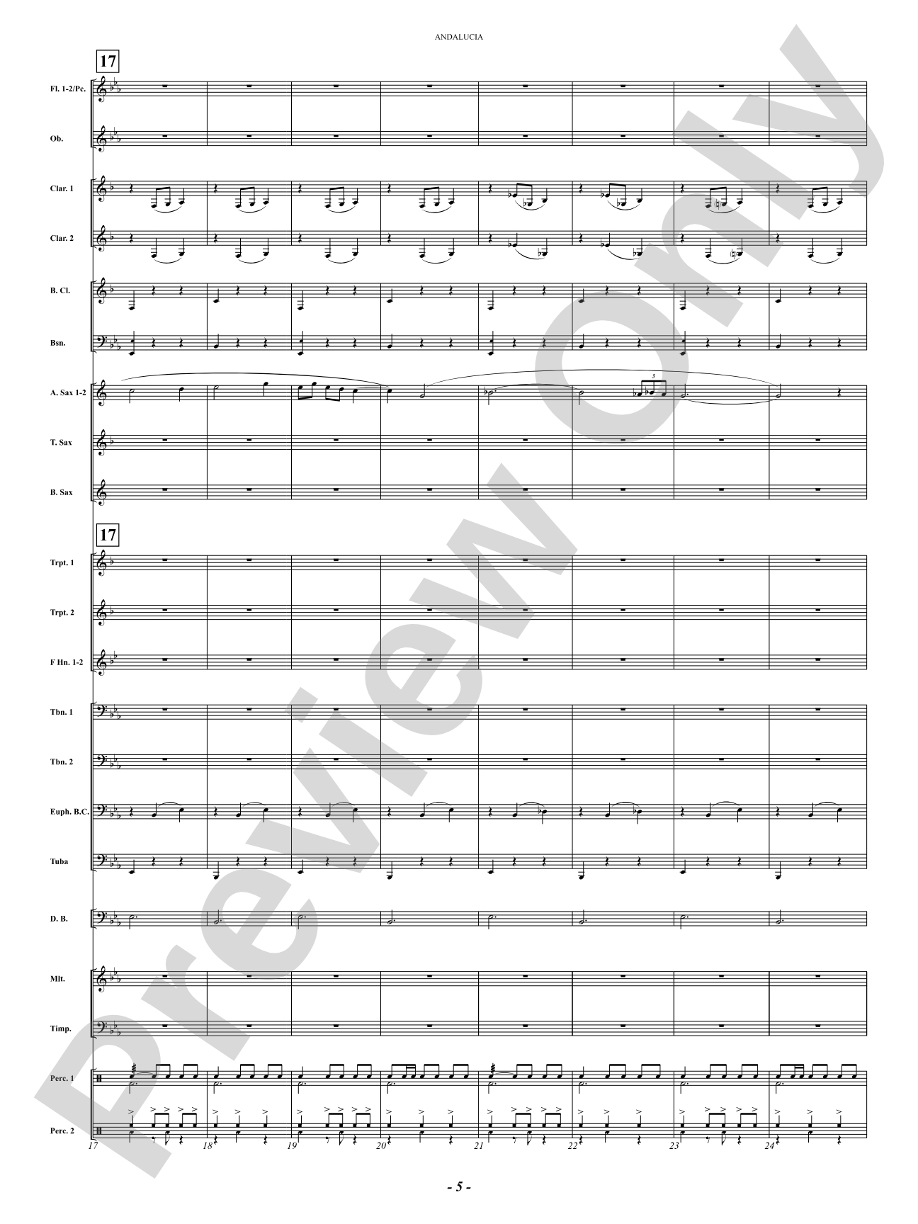 Andalucia: Concert Band Conductor Score & Parts