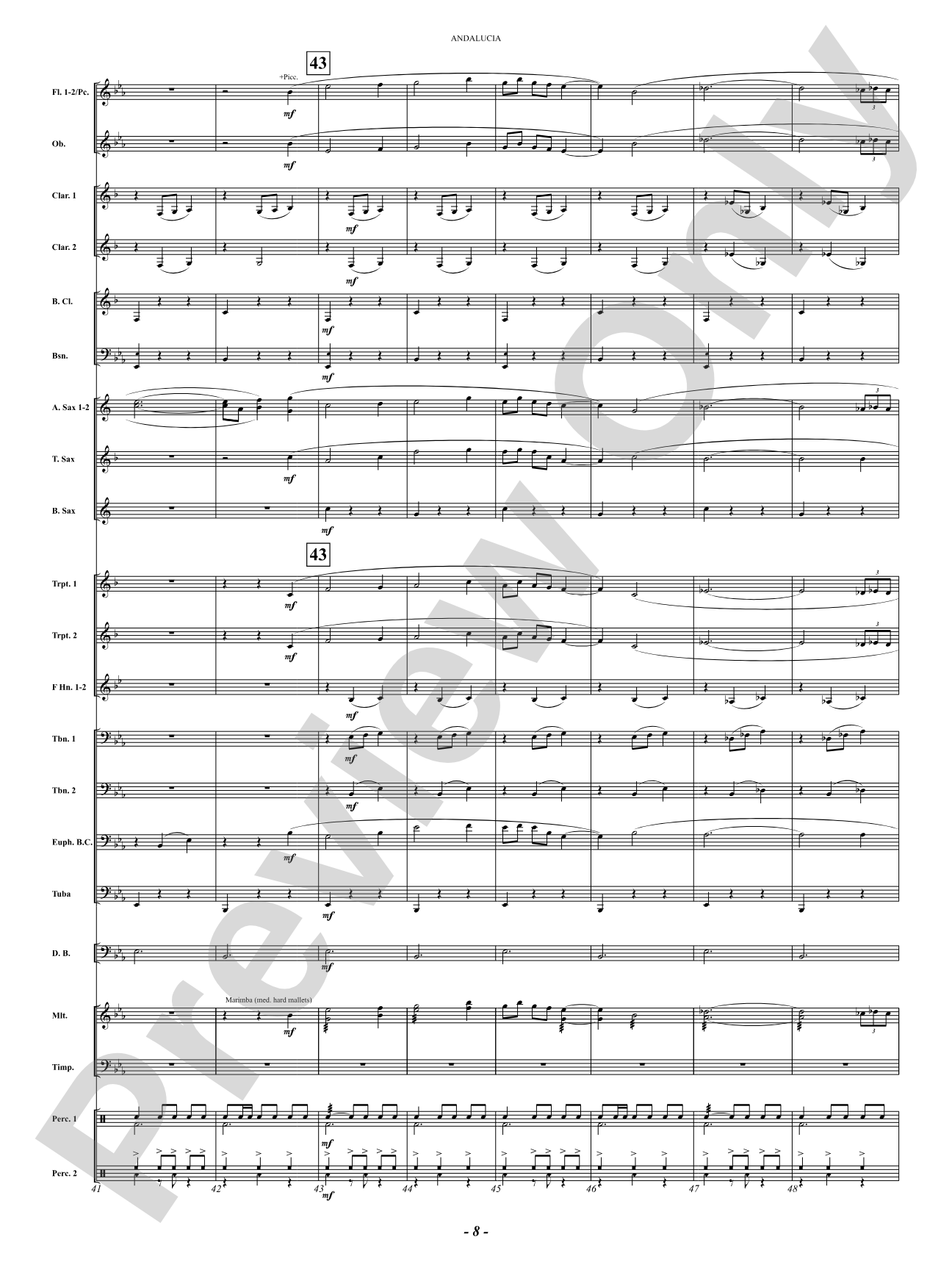 Andalucia: Concert Band Conductor Score & Parts