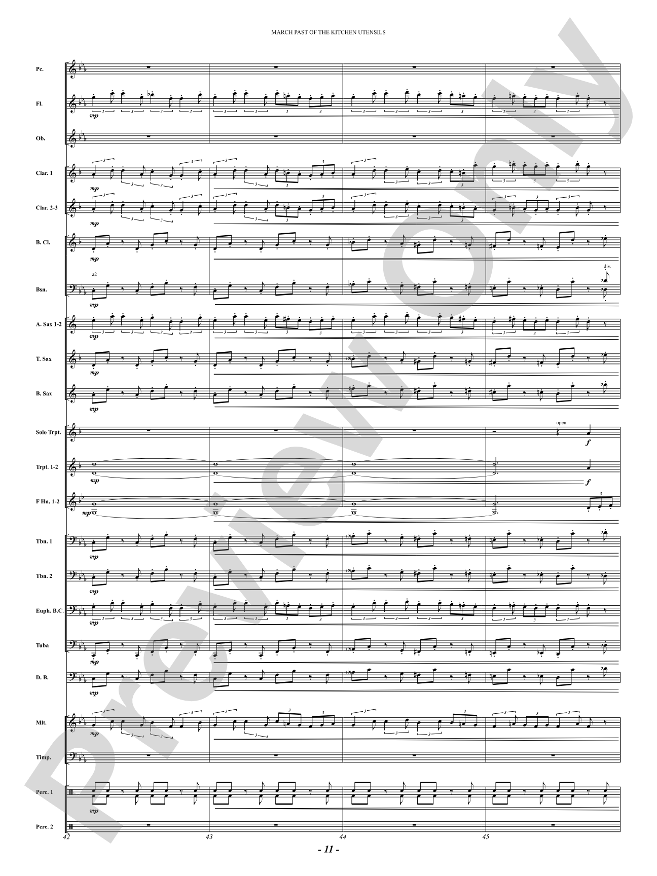 March Past Of The Kitchen Utensils: Concert Band Conductor Score & Parts